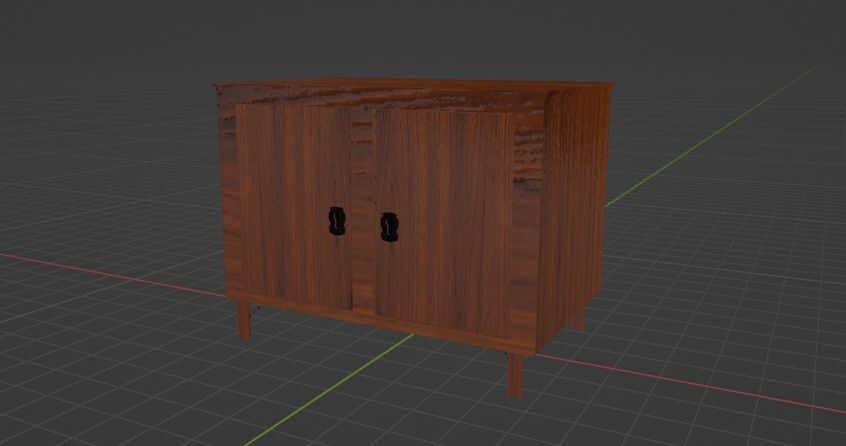 Cupboard wooden cabinet Free low-poly 3D model_1