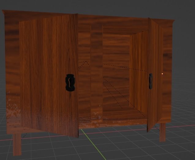 Cupboard wooden cabinet Free low-poly 3D model_3