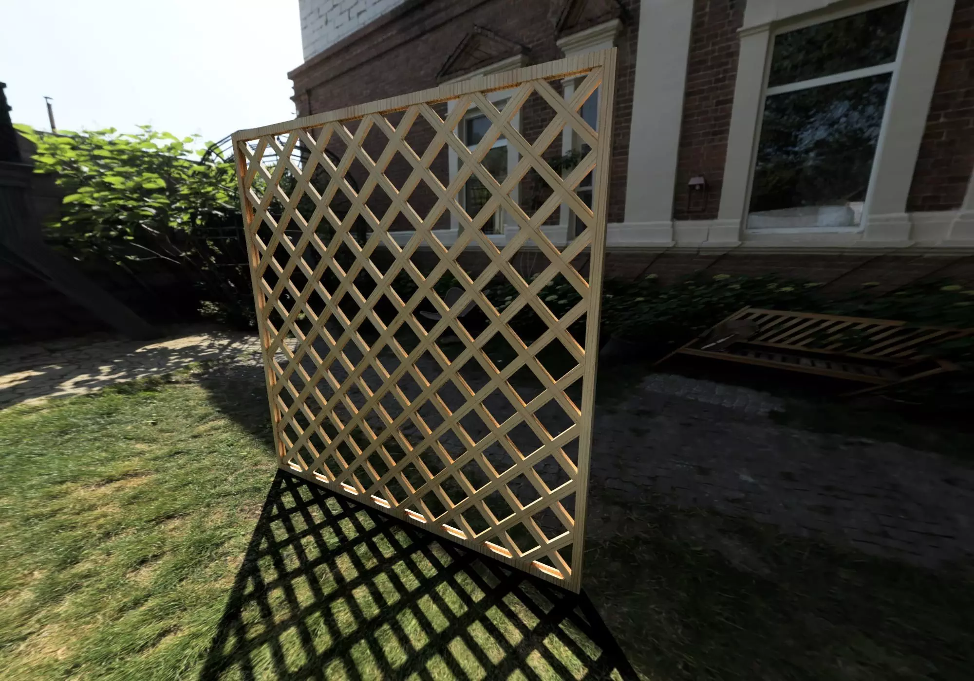 Decorative fence with trellis for garden Low-poly 3D model
