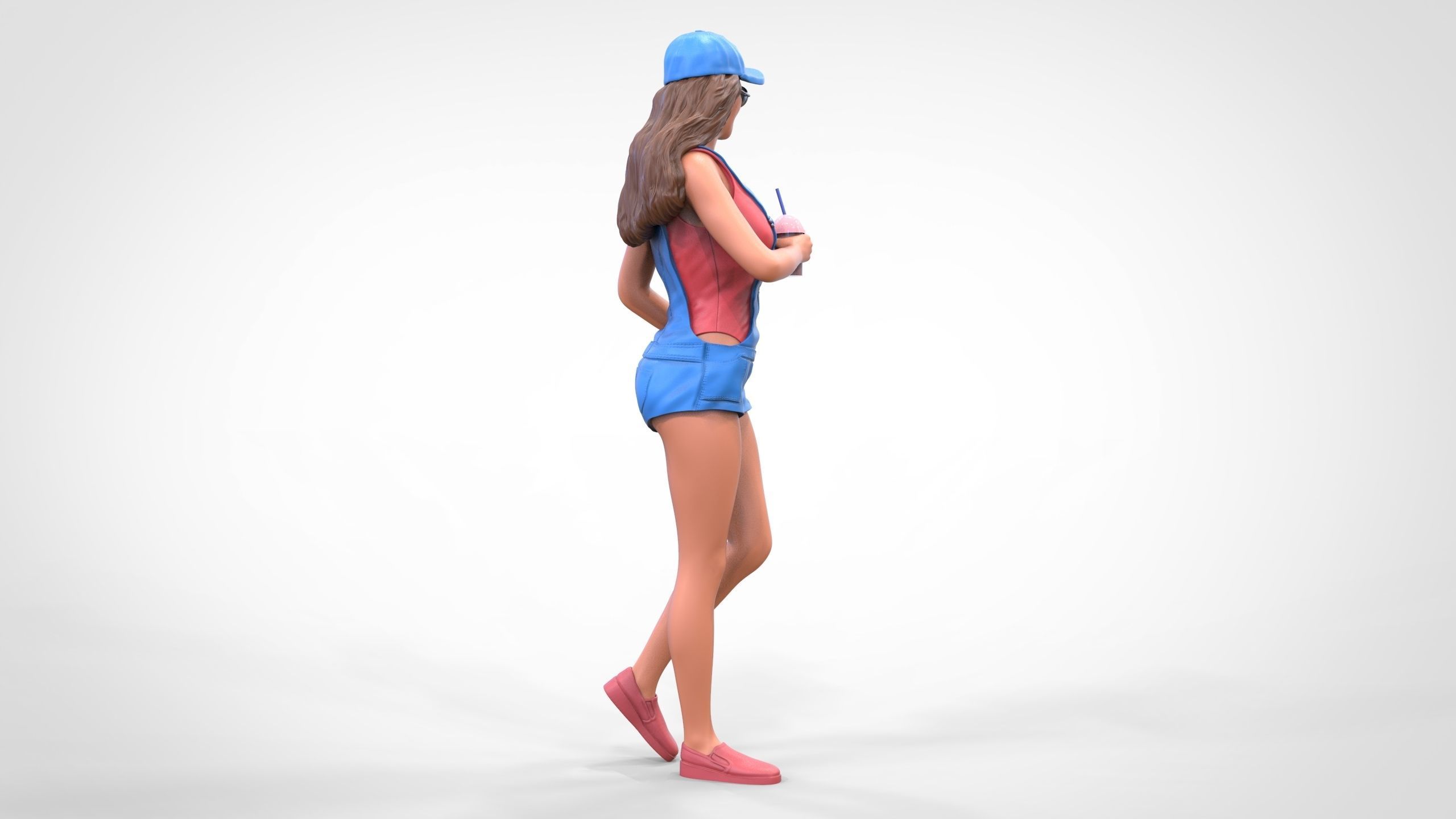 Woman eating ice cream 3D print model_21