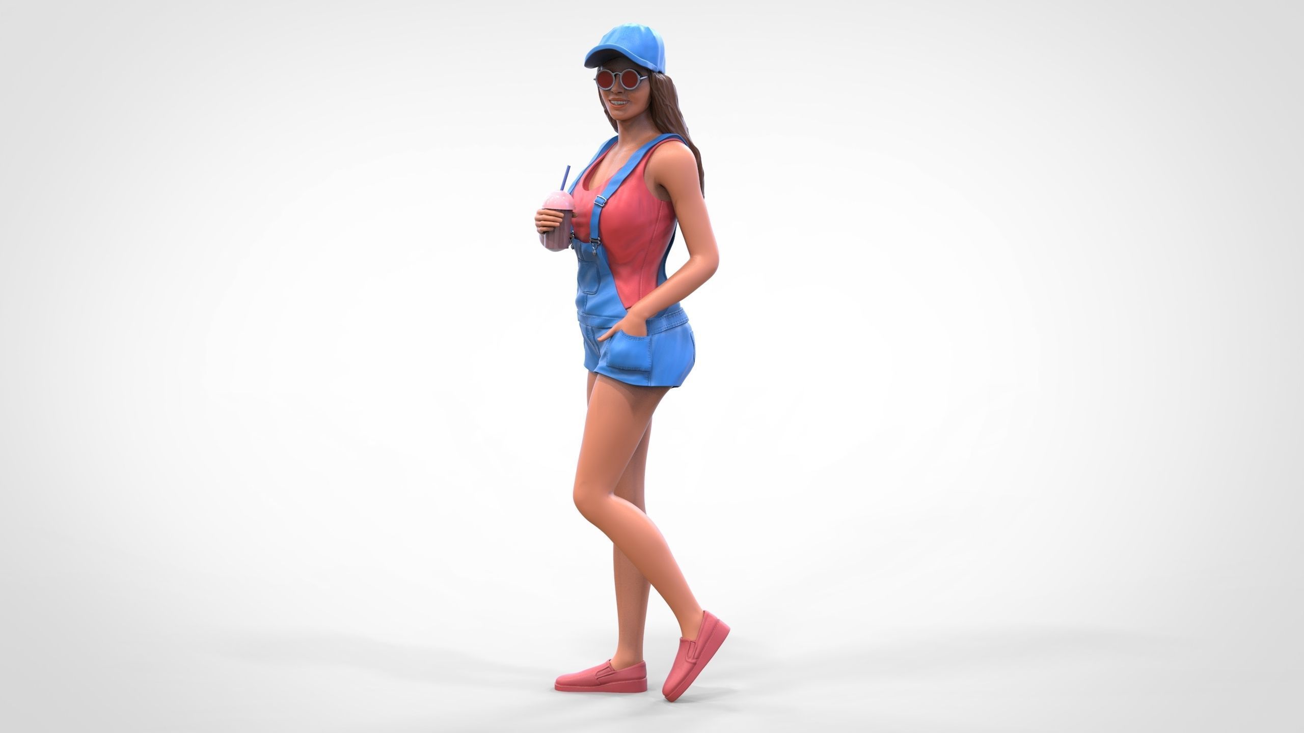 Woman eating ice cream 3D print model_8