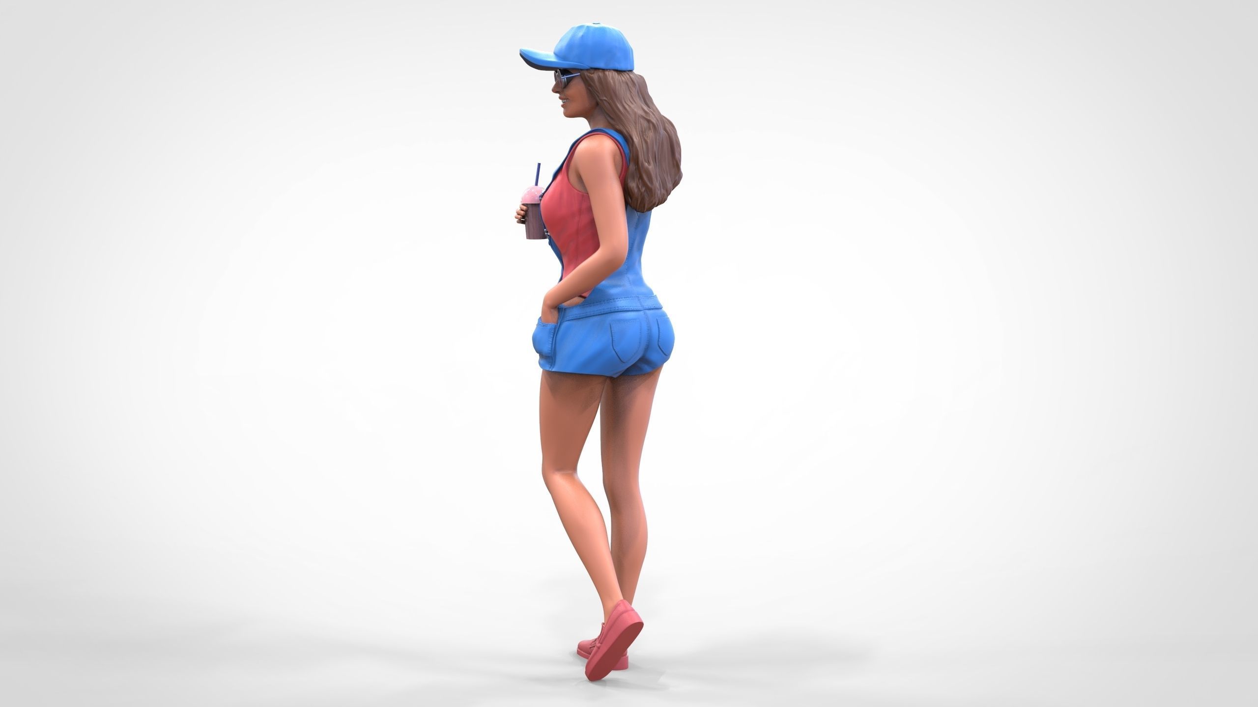Woman eating ice cream 3D print model_12