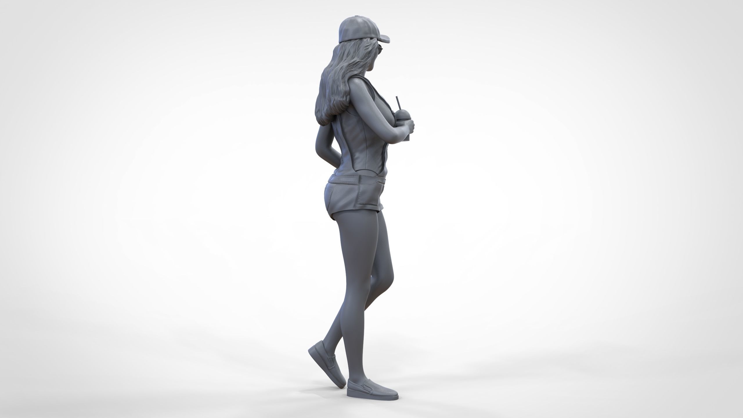 Woman eating ice cream 3D print model_39