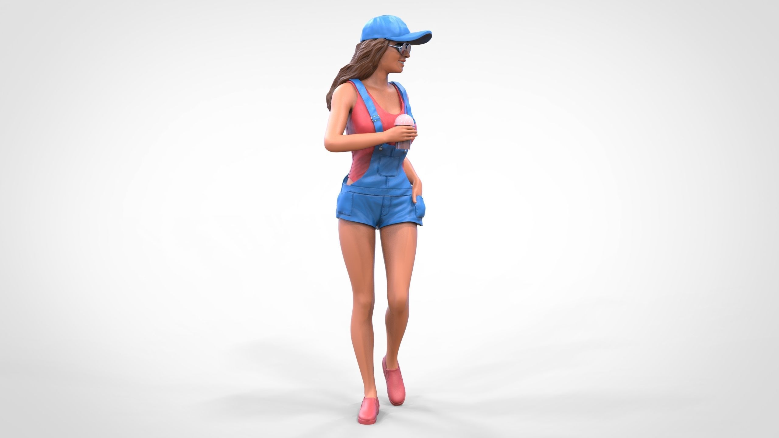 Woman eating ice cream 3D print model_4