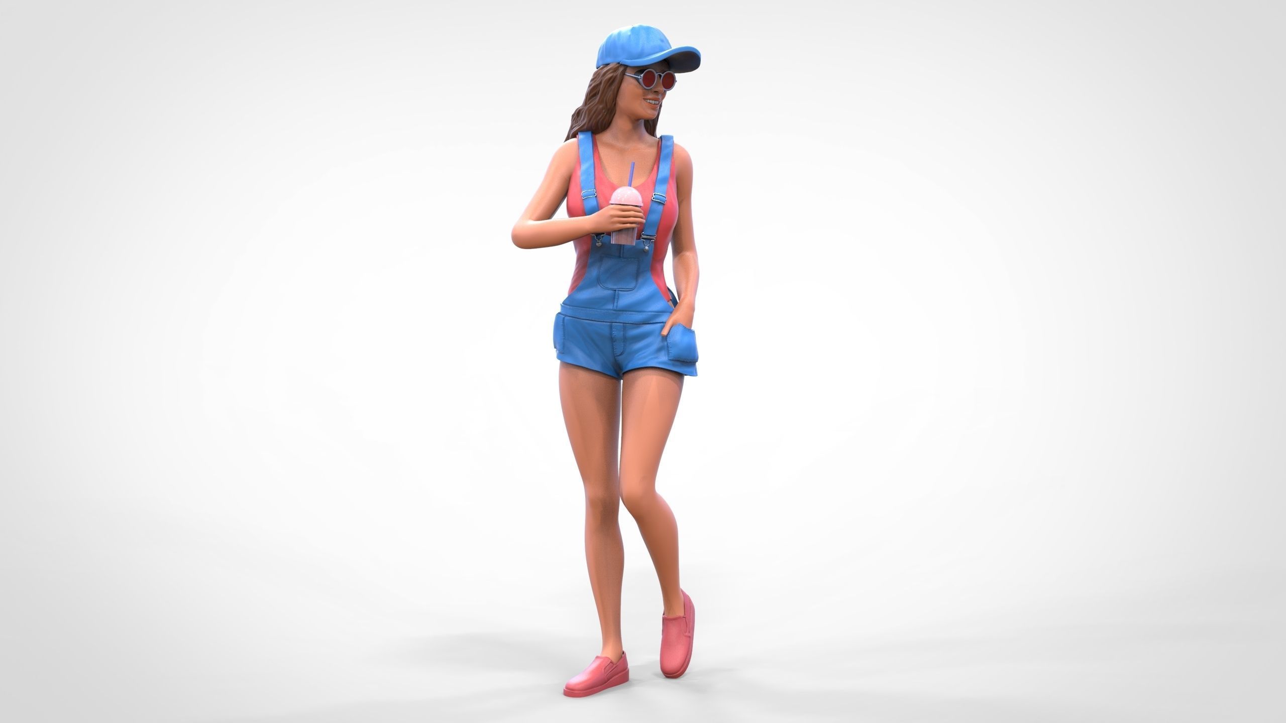 Woman eating ice cream 3D print model_28