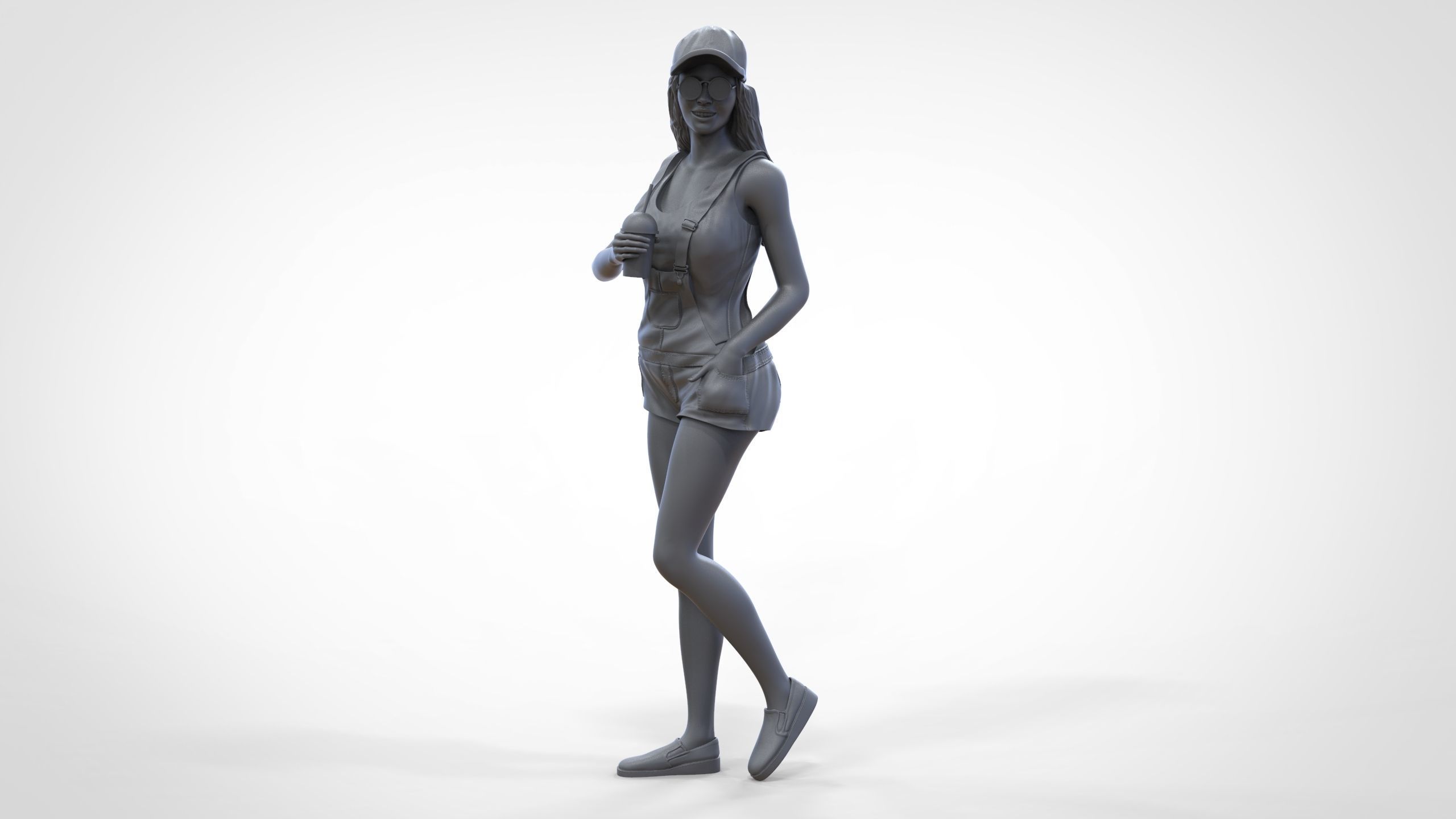 Woman eating ice cream 3D print model_44