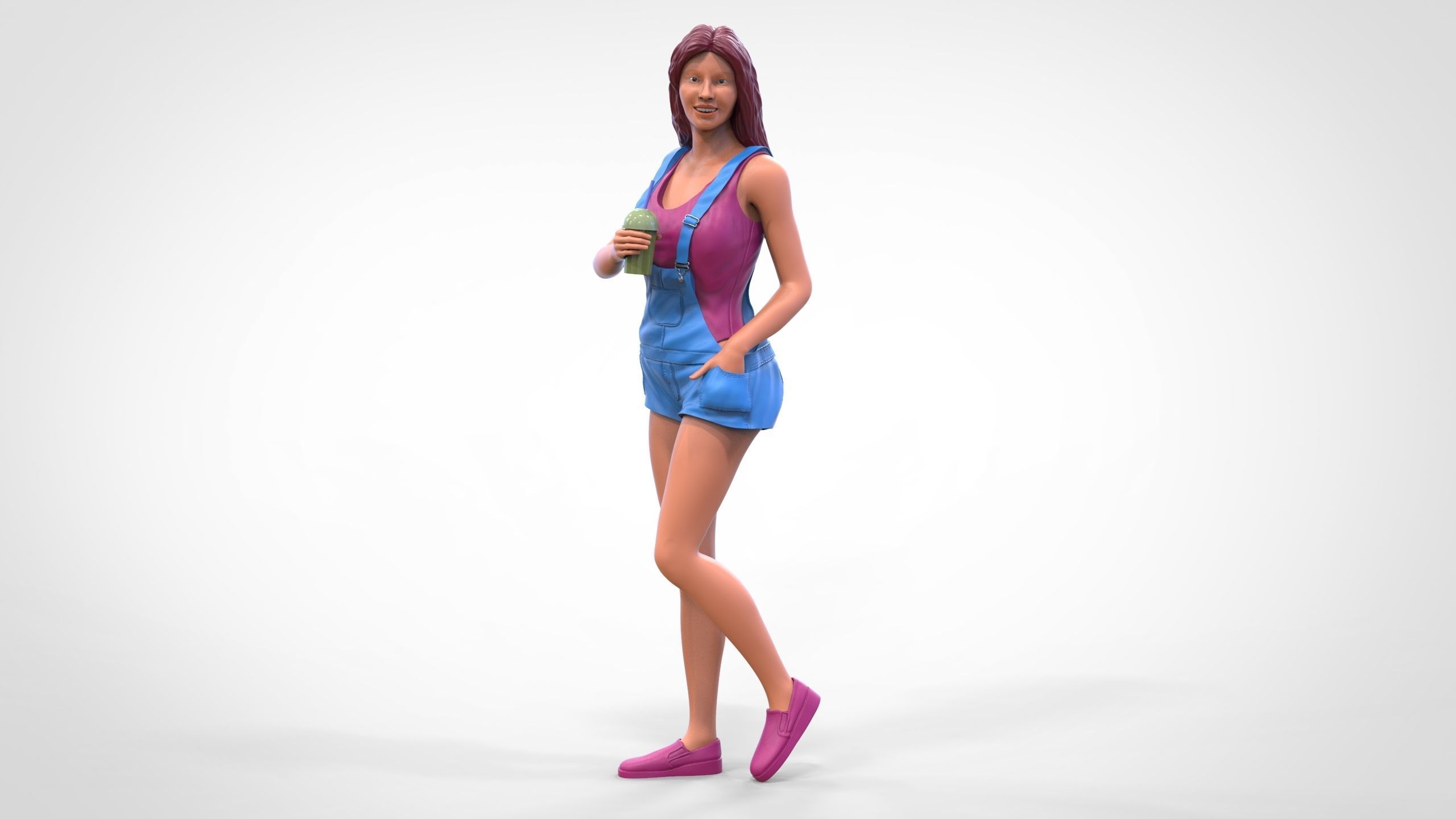 Woman eating ice cream 3D print model_1