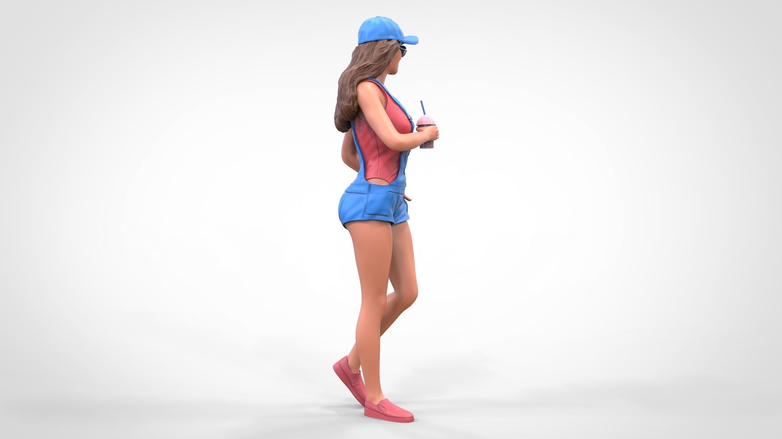 Woman eating ice cream 3D print model_22
