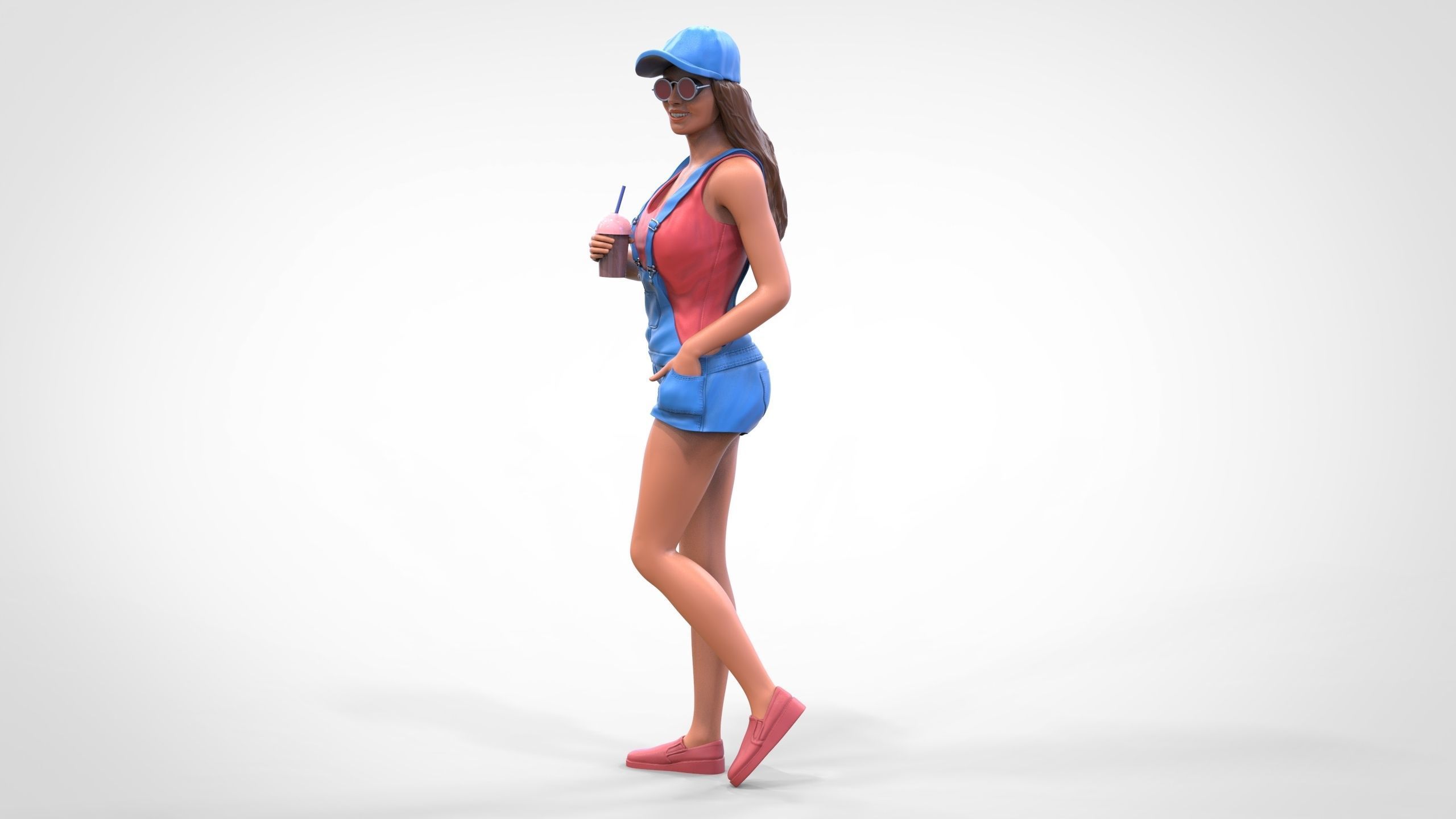 Woman eating ice cream 3D print model_9