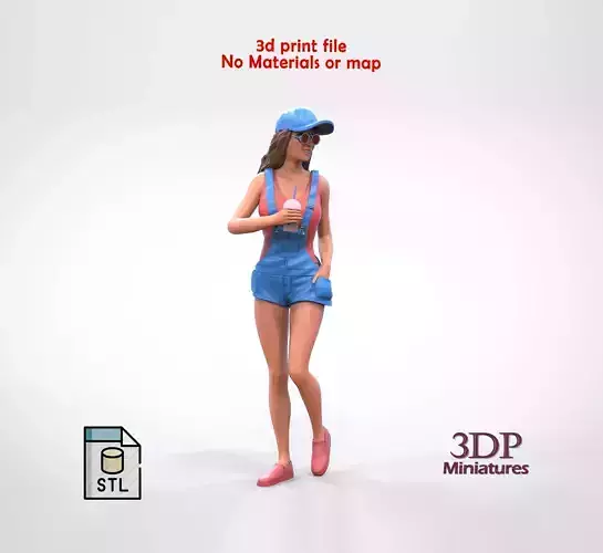 Woman eating ice cream 3D print model
