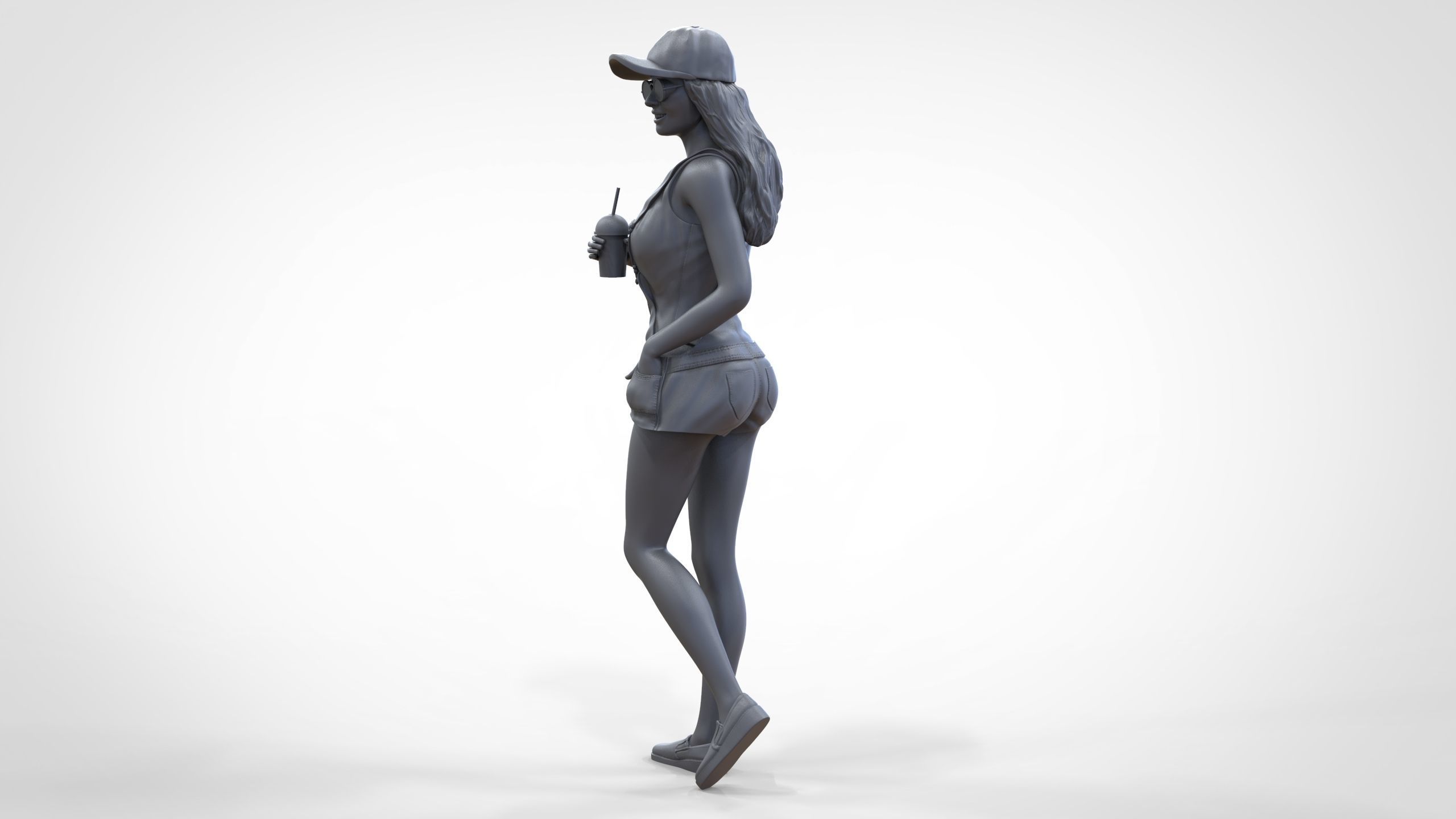 Woman eating ice cream 3D print model_34