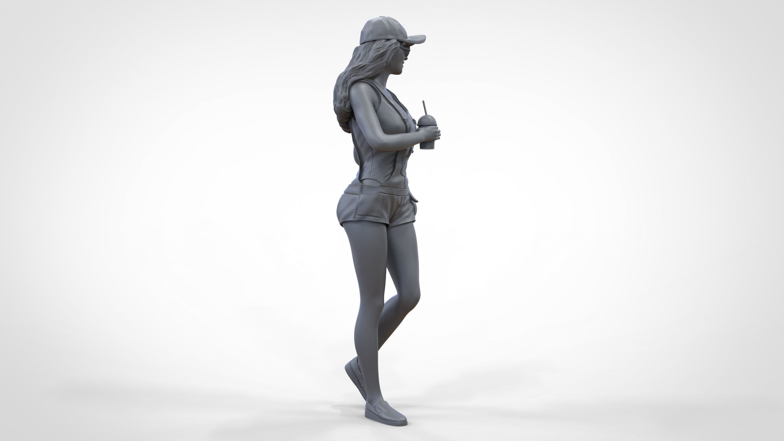 Woman eating ice cream 3D print model_40