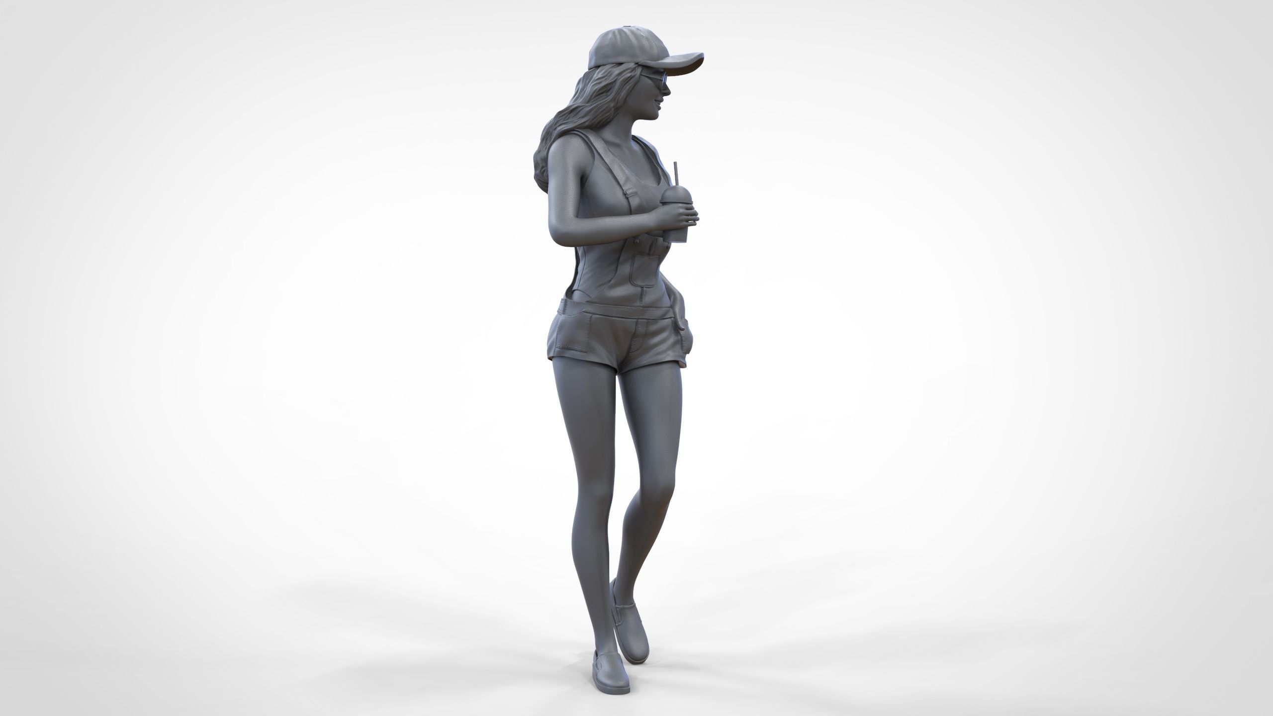 Woman eating ice cream 3D print model_41