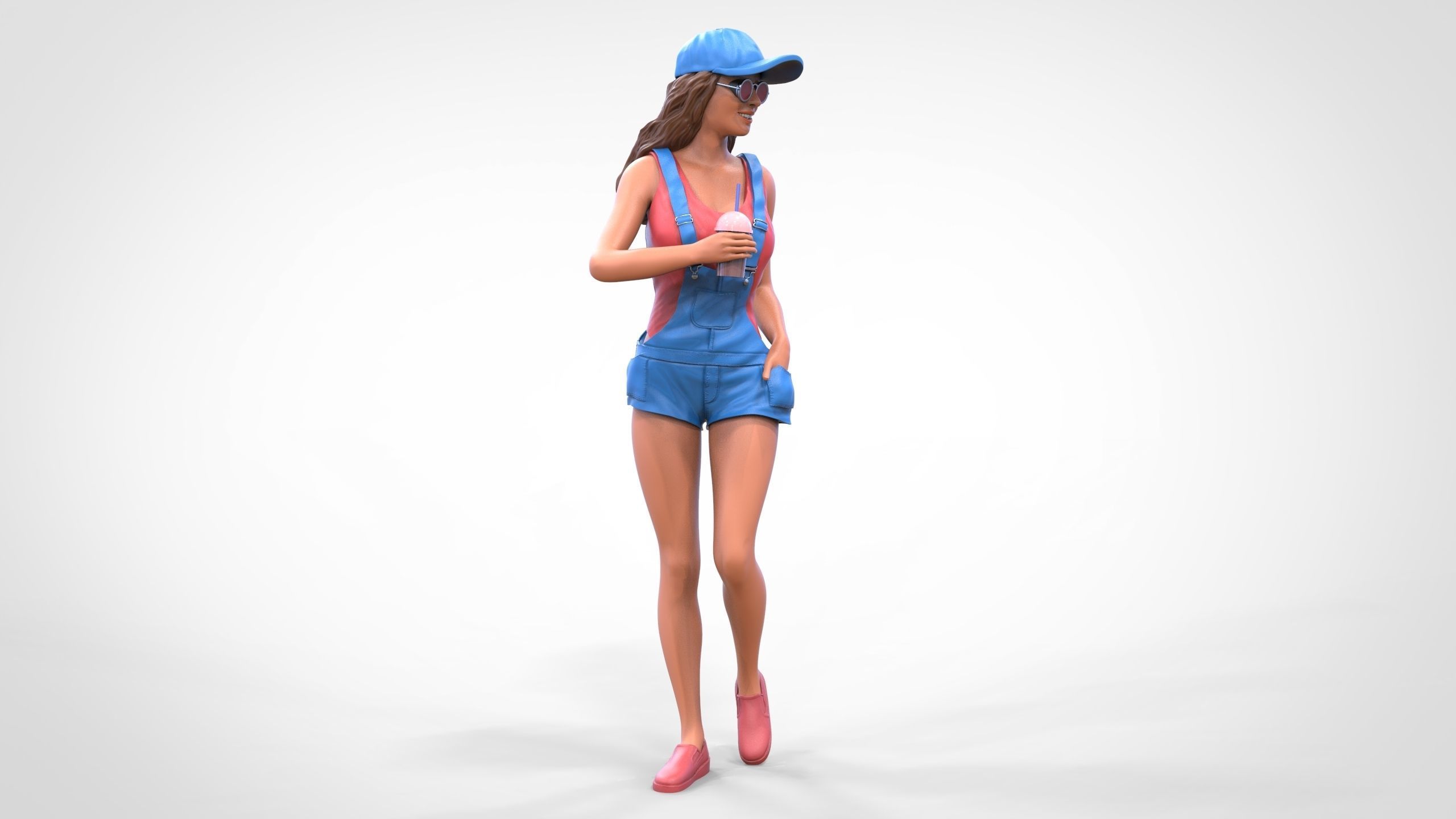 Woman eating ice cream 3D print model_27