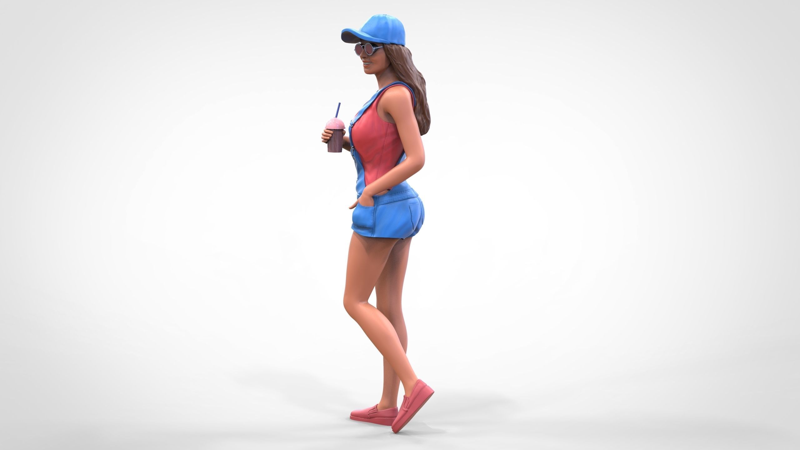 Woman eating ice cream 3D print model_10