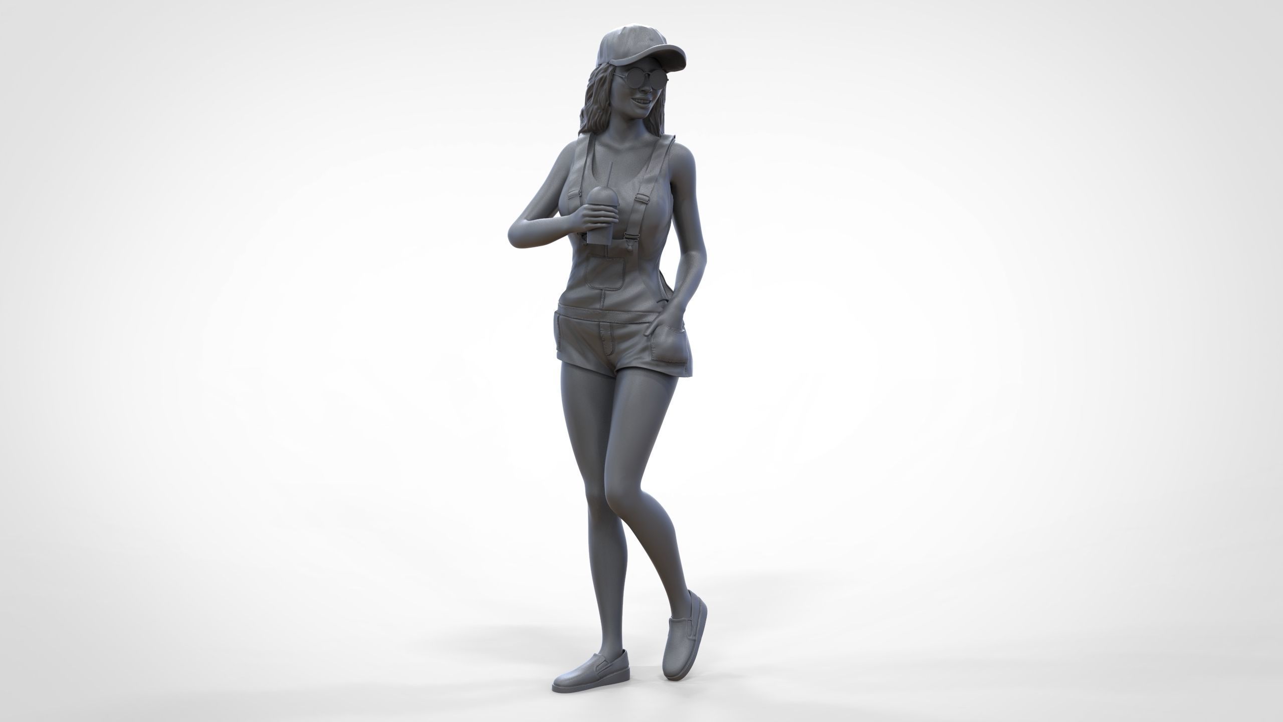Woman eating ice cream 3D print model_43