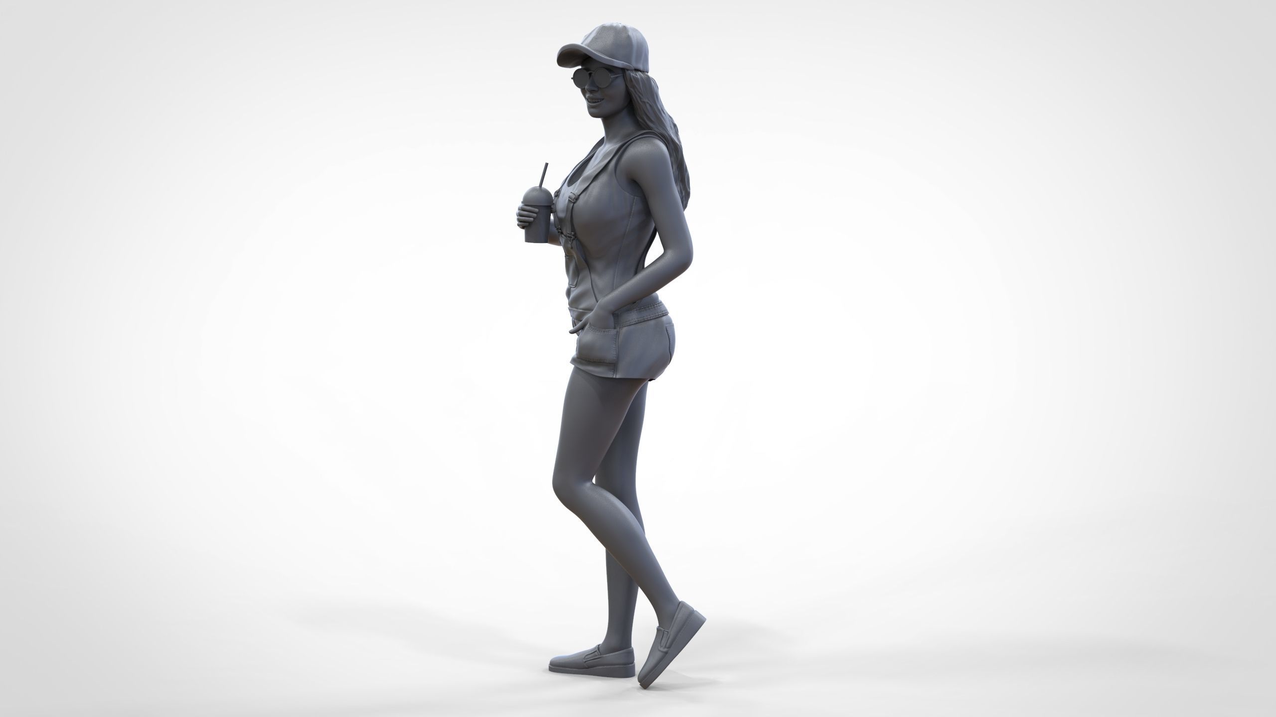 Woman eating ice cream 3D print model_33