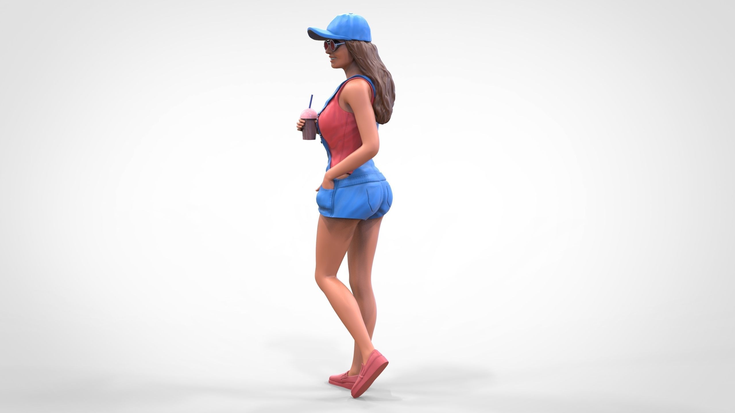 Woman eating ice cream 3D print model_11