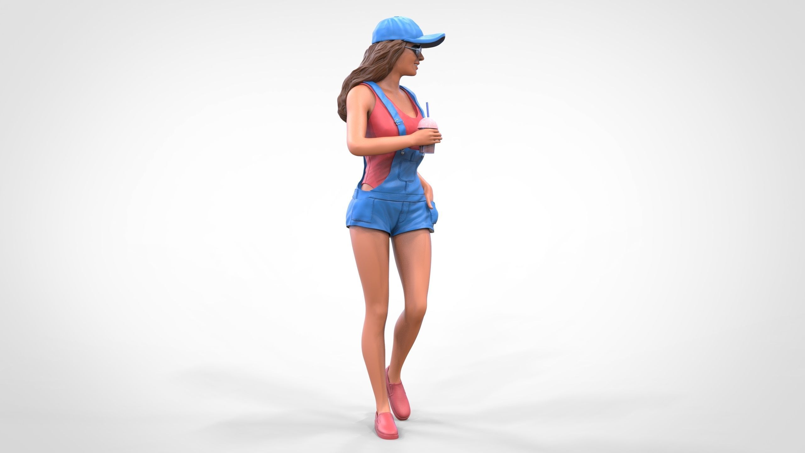 Woman eating ice cream 3D print model_25