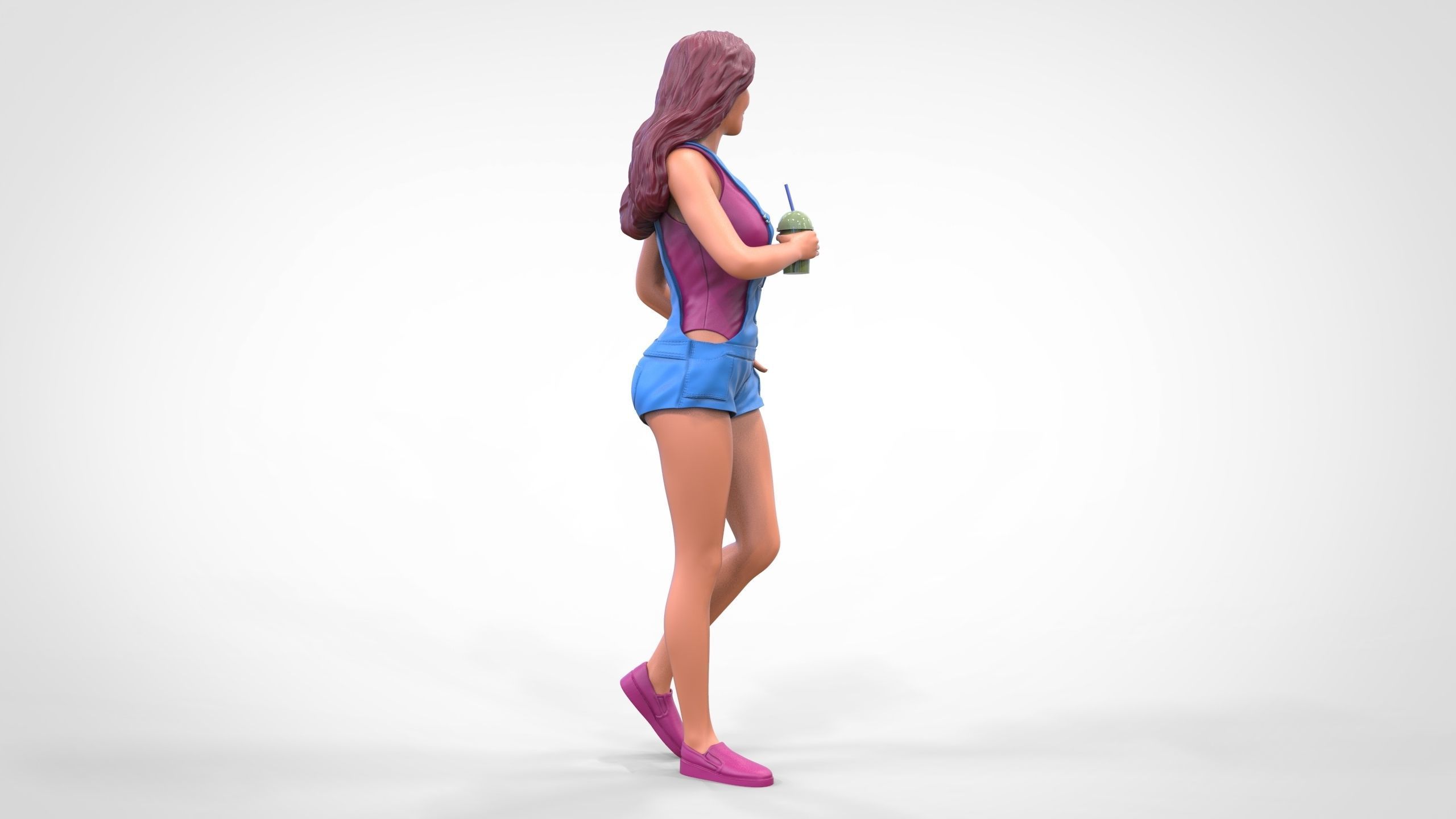Woman eating ice cream 3D print model_2