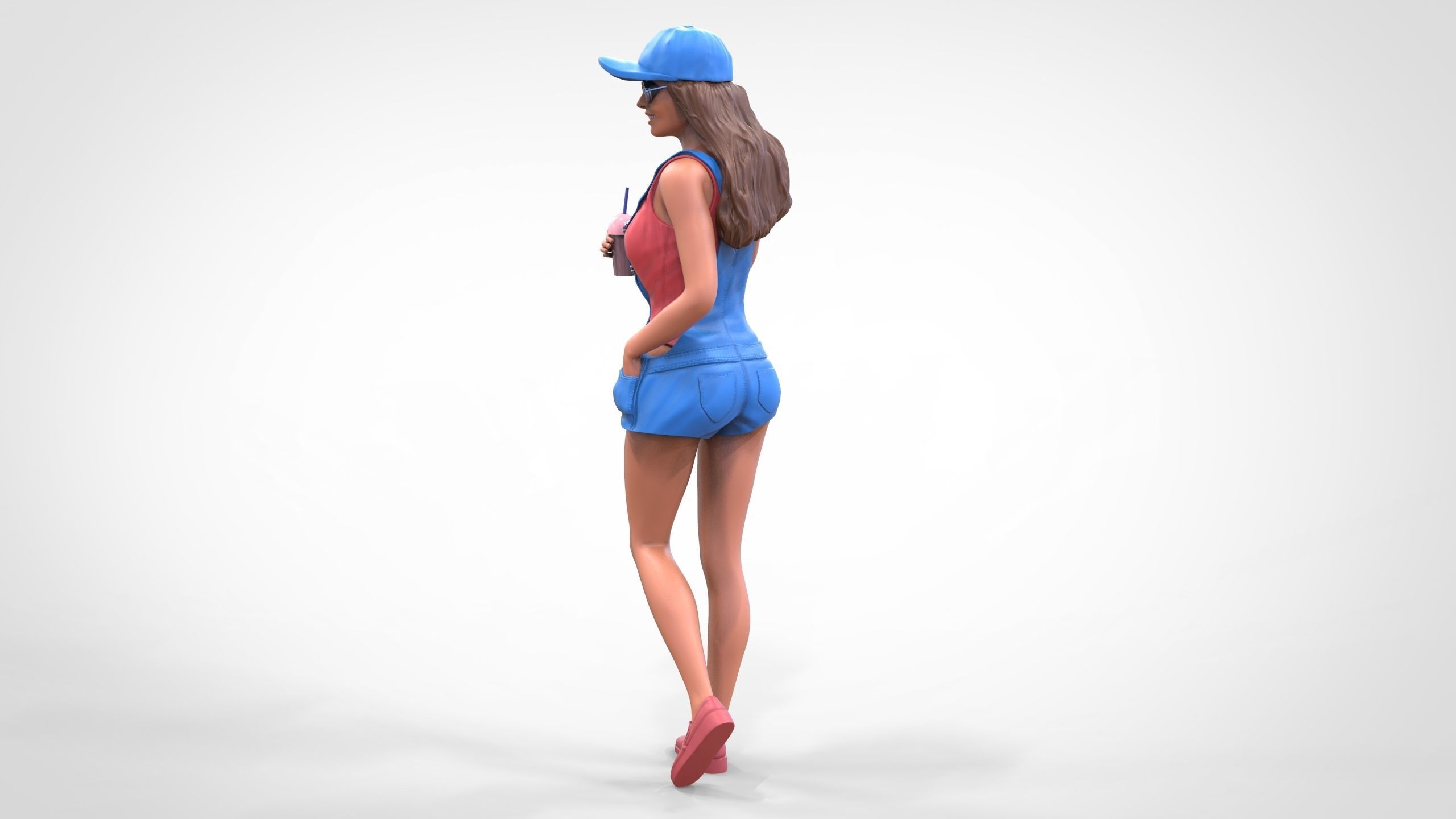 Woman eating ice cream 3D print model_6