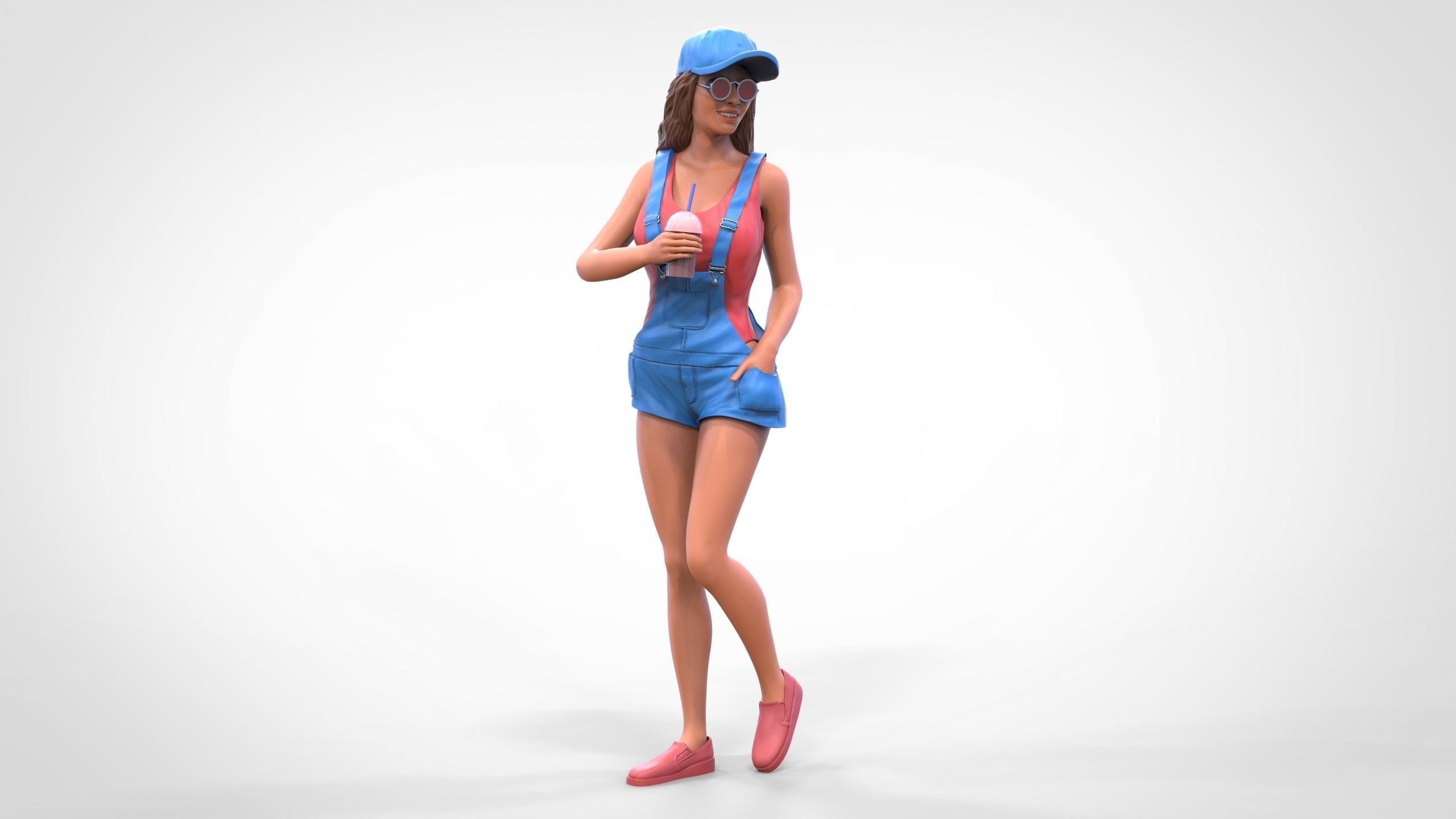 Woman eating ice cream 3D print model_29