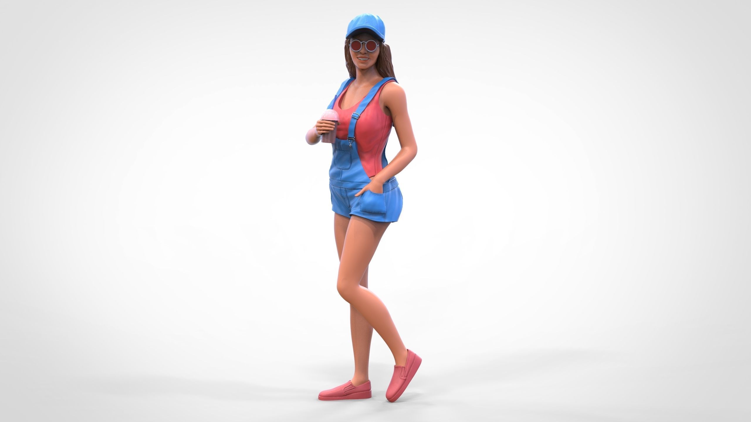 Woman eating ice cream 3D print model_7