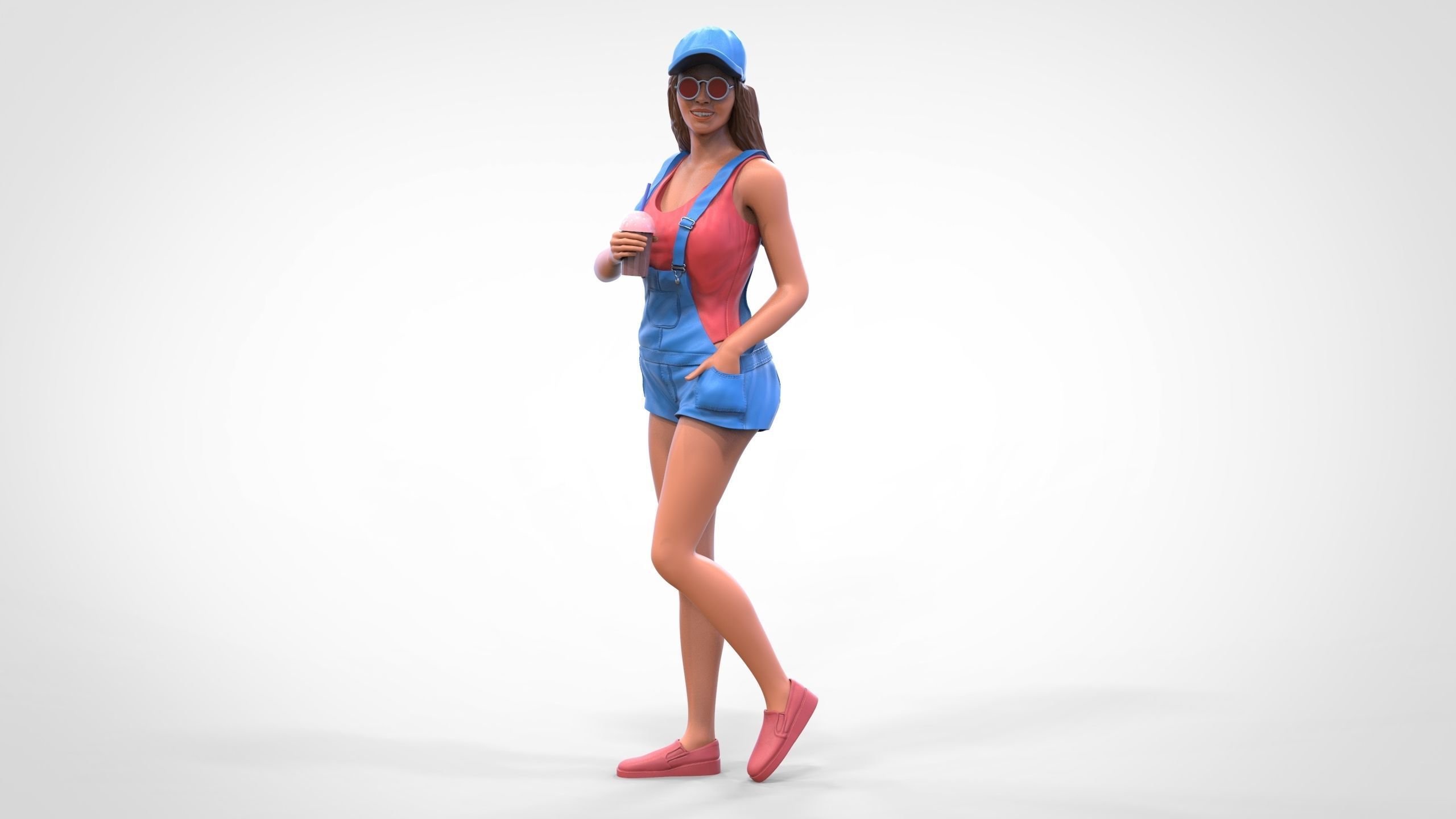 Woman eating ice cream 3D print model_3