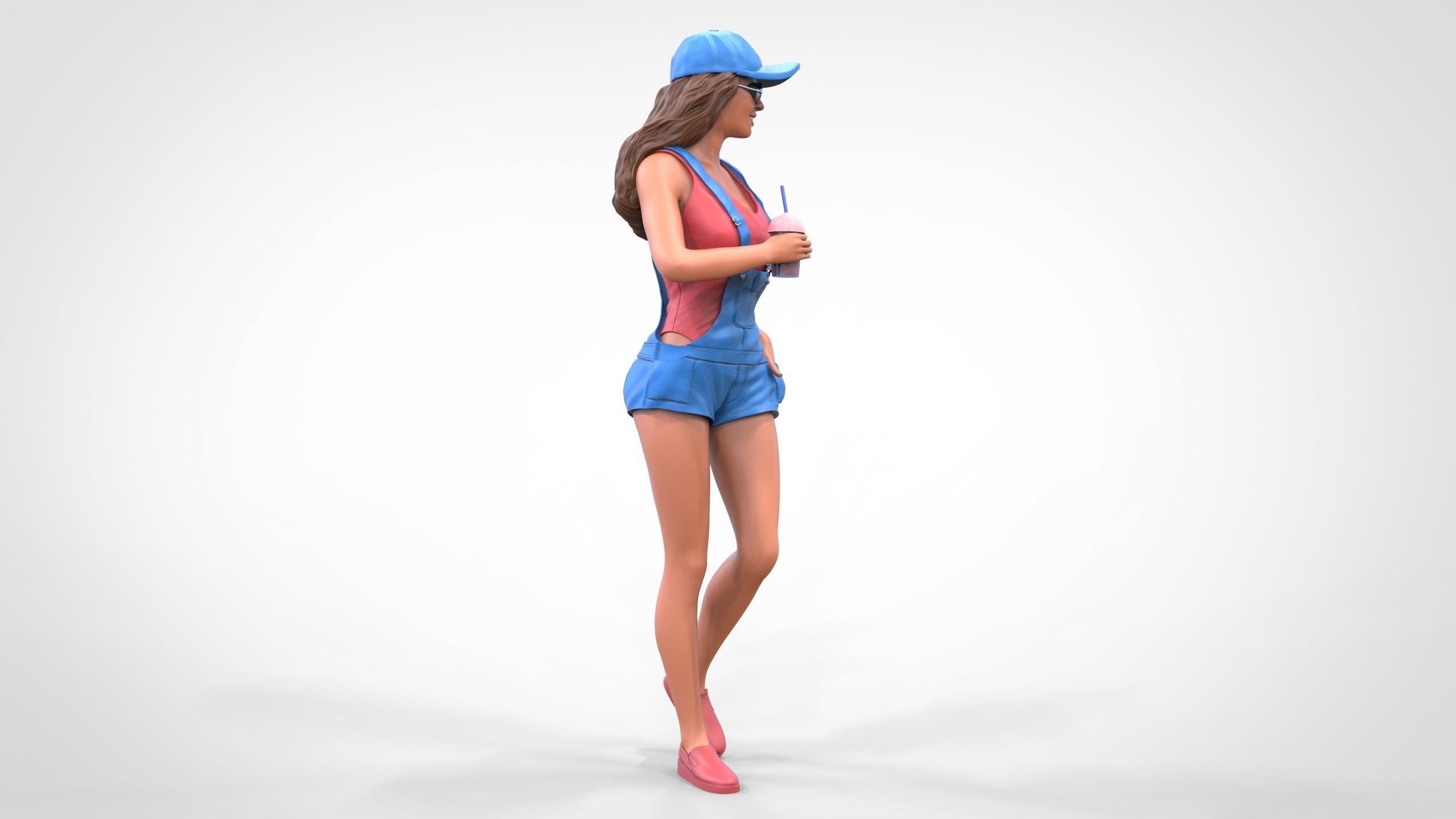 Woman eating ice cream 3D print model_24