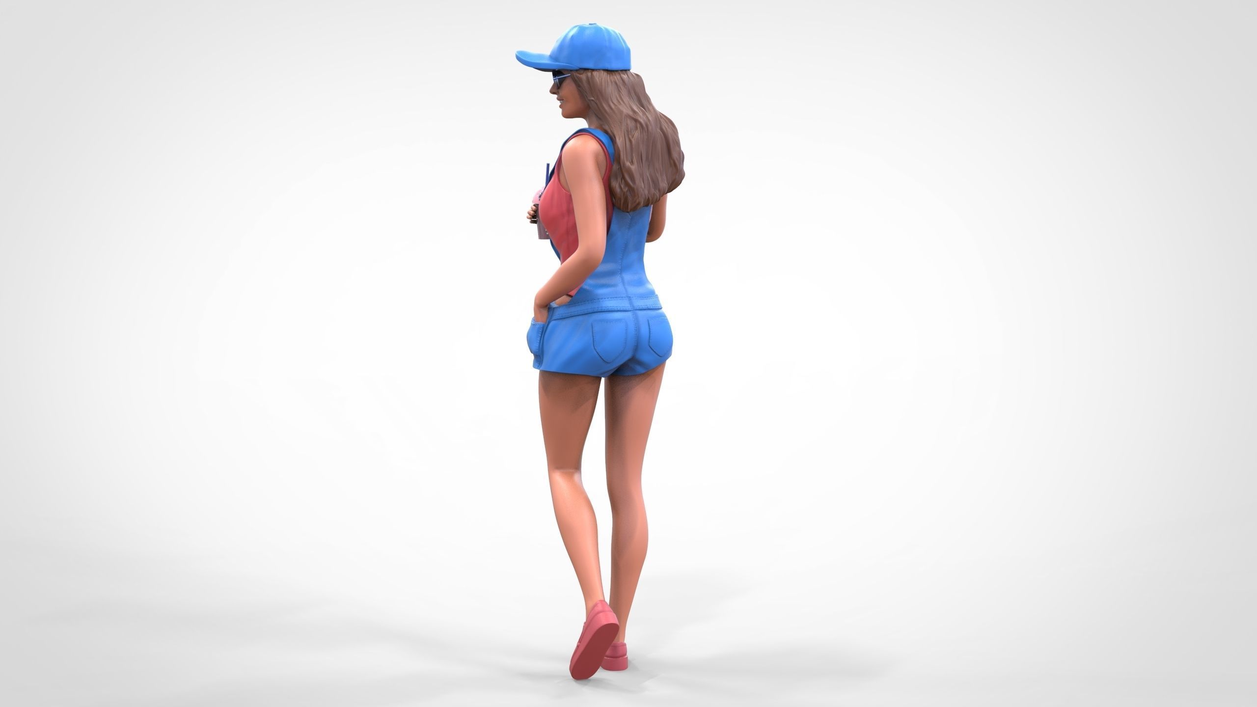 Woman eating ice cream 3D print model_13