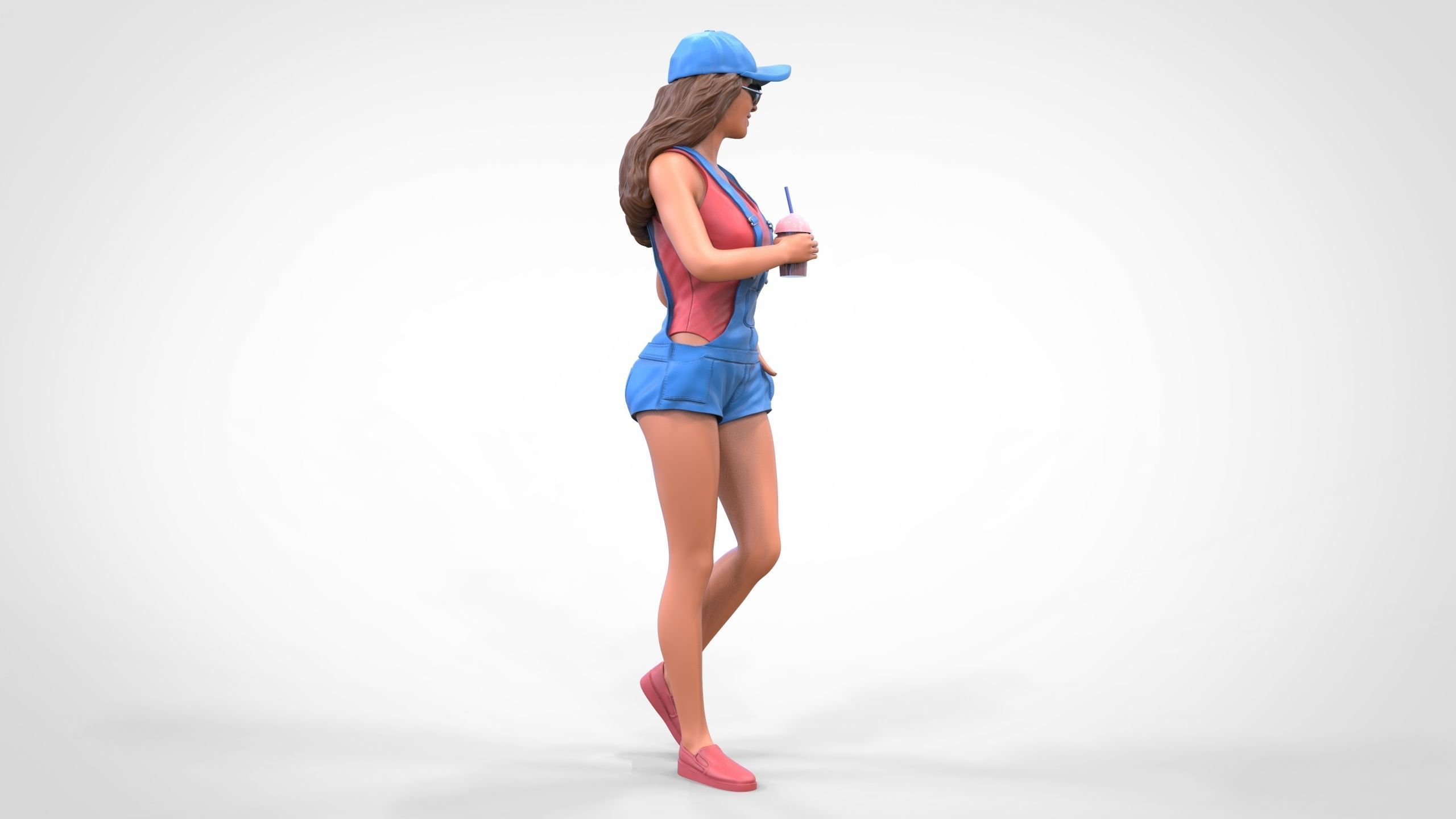 Woman eating ice cream 3D print model_23