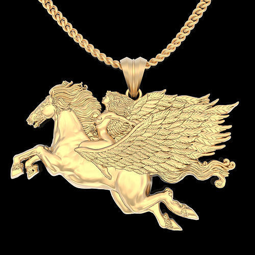 Pegasus woman horse rider pendant  printable jewelry 3D model 3D print model