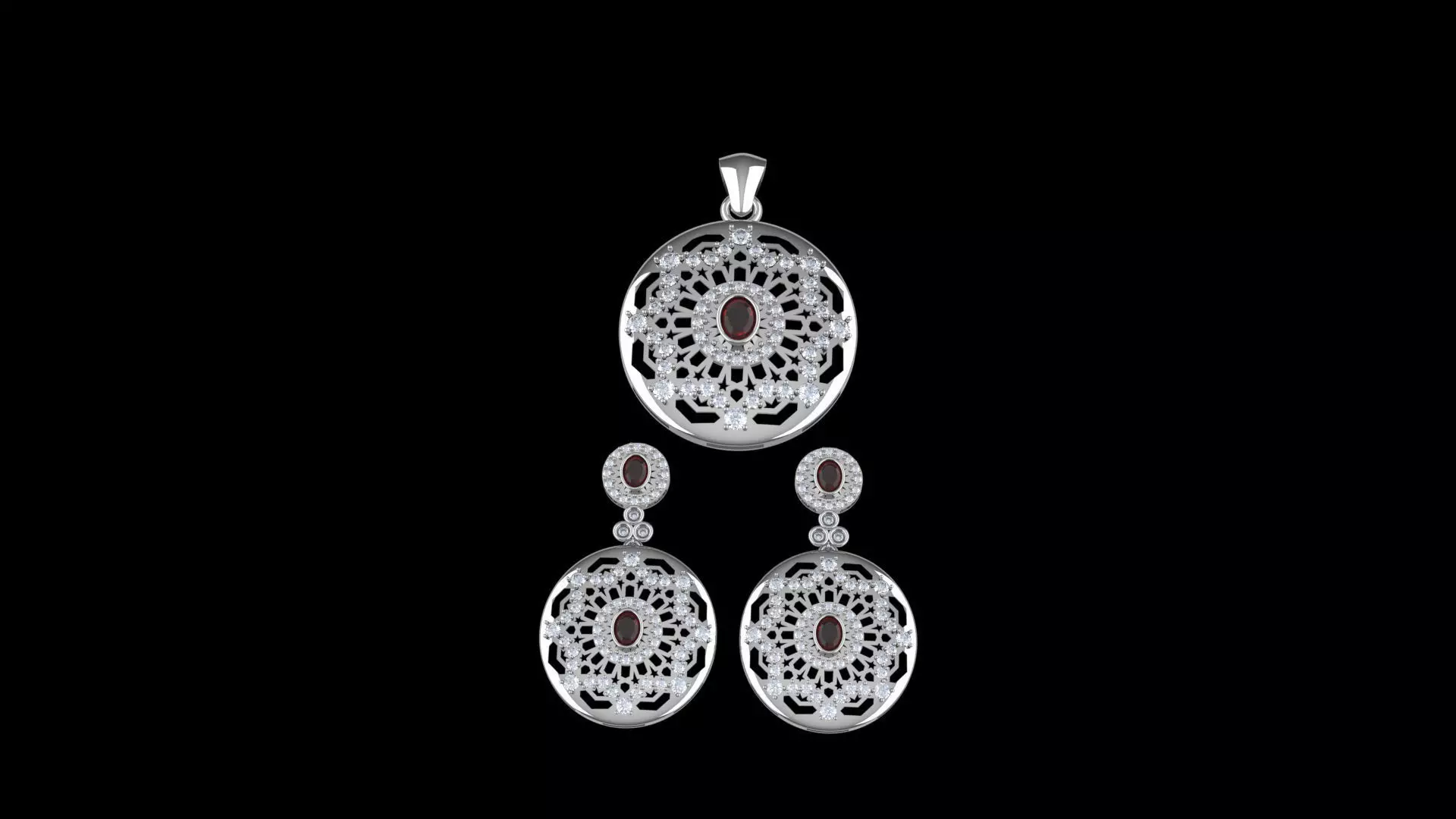 MAROC koftan necklace and earring set 3D model_0