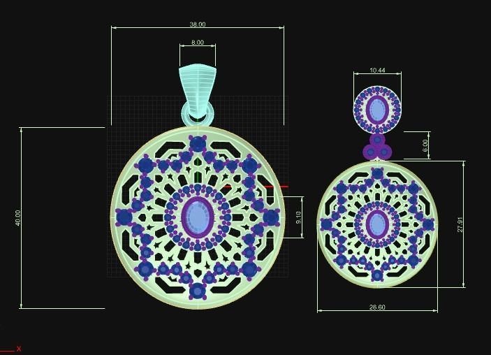 MAROC koftan necklace and earring set 3D model_4