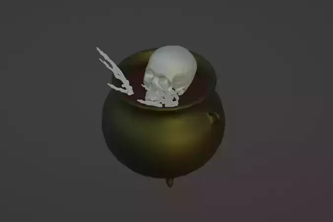 Skeleton in Cauldron 3DModel part of the Halloween package 3D model