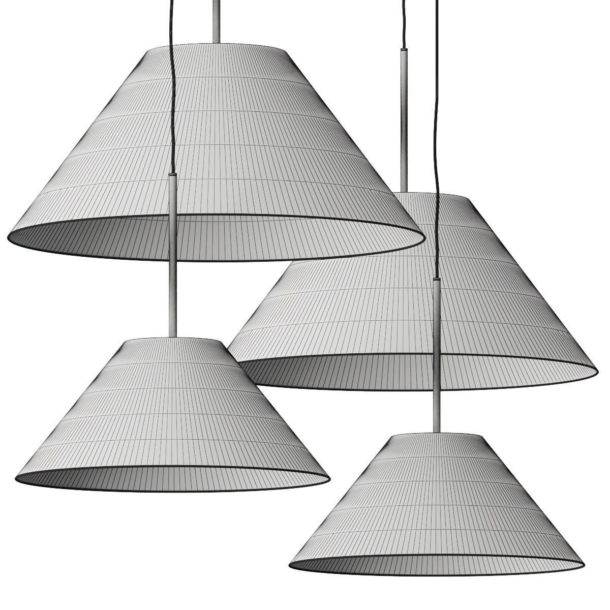 West Elm Sculptural Fabric Cone Pendant Lamp 3D model_1