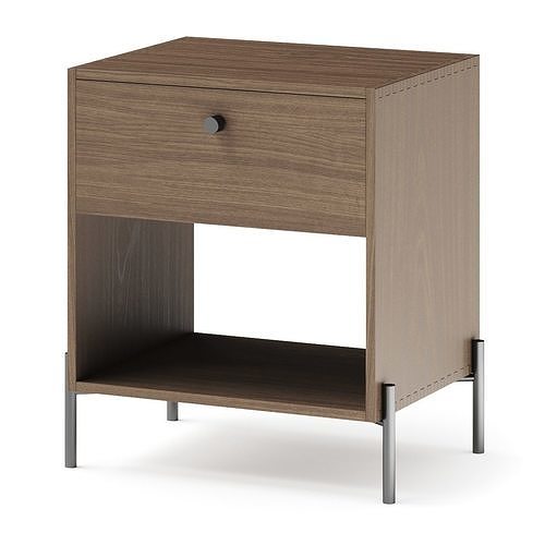 West Elm Iron and Wood Nightstand Bedside Table 3D model