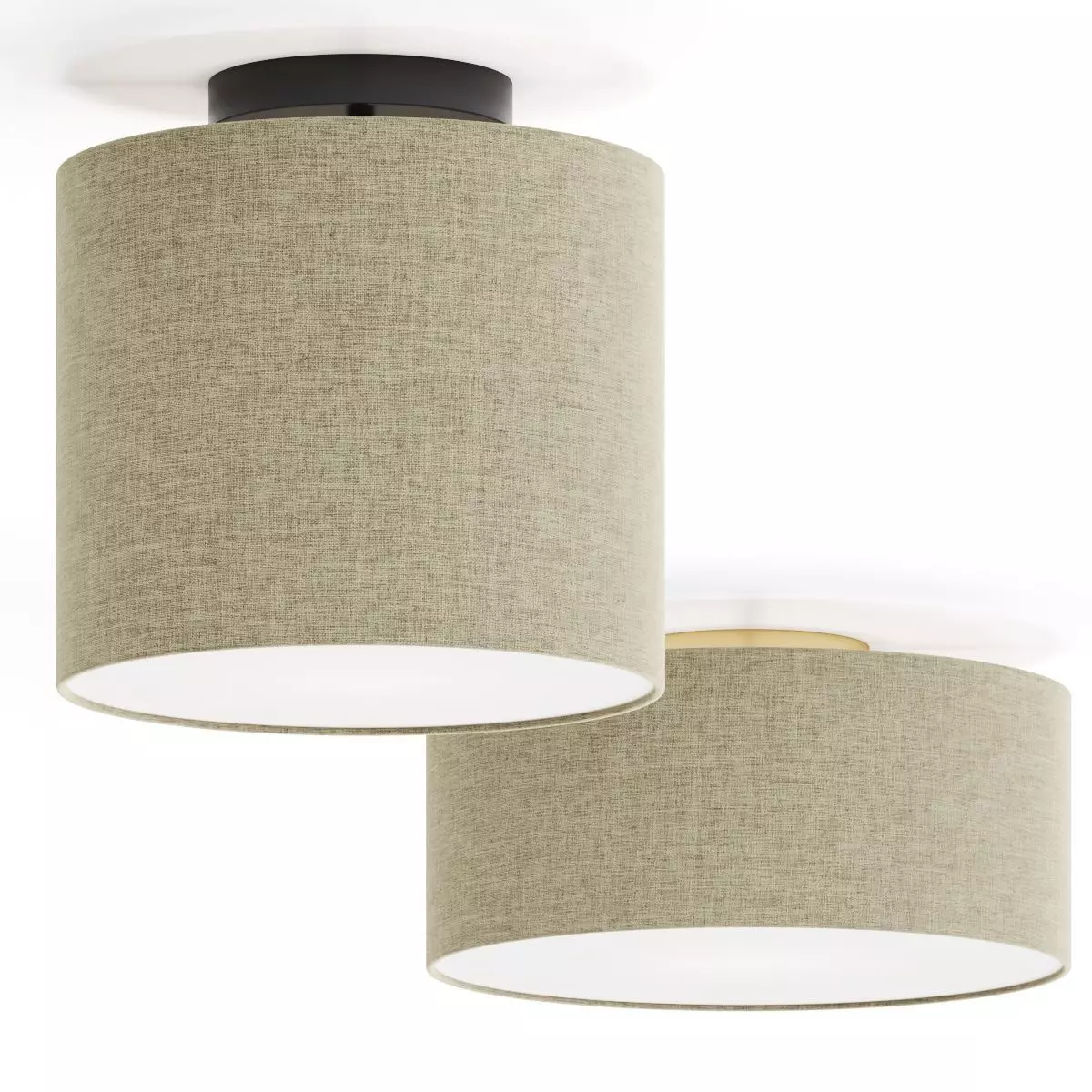 West Elm Fabric Shade Drum Flush mount Ceiling Lamp 3D model_0