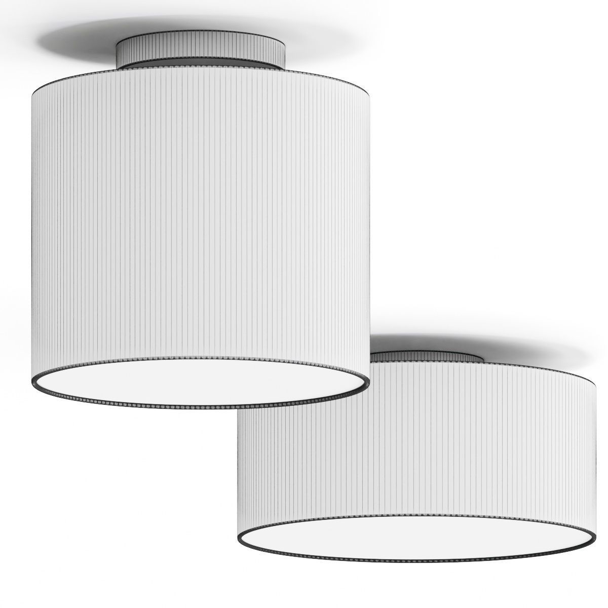 West Elm Fabric Shade Drum Flush mount Ceiling Lamp 3D model_1