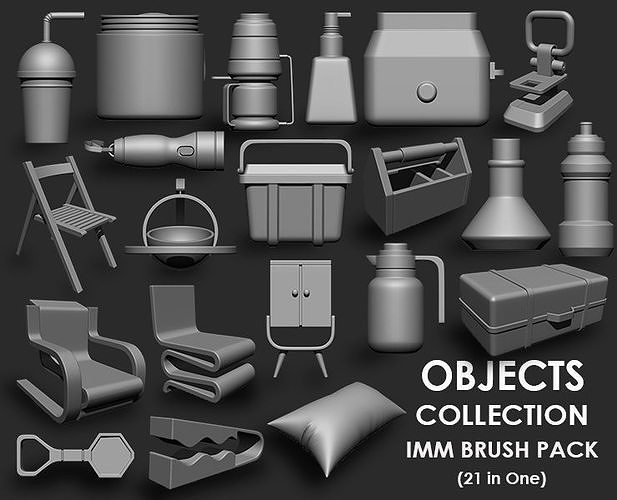 Objects Collection IMM Brush Pack 21 in One 3D model