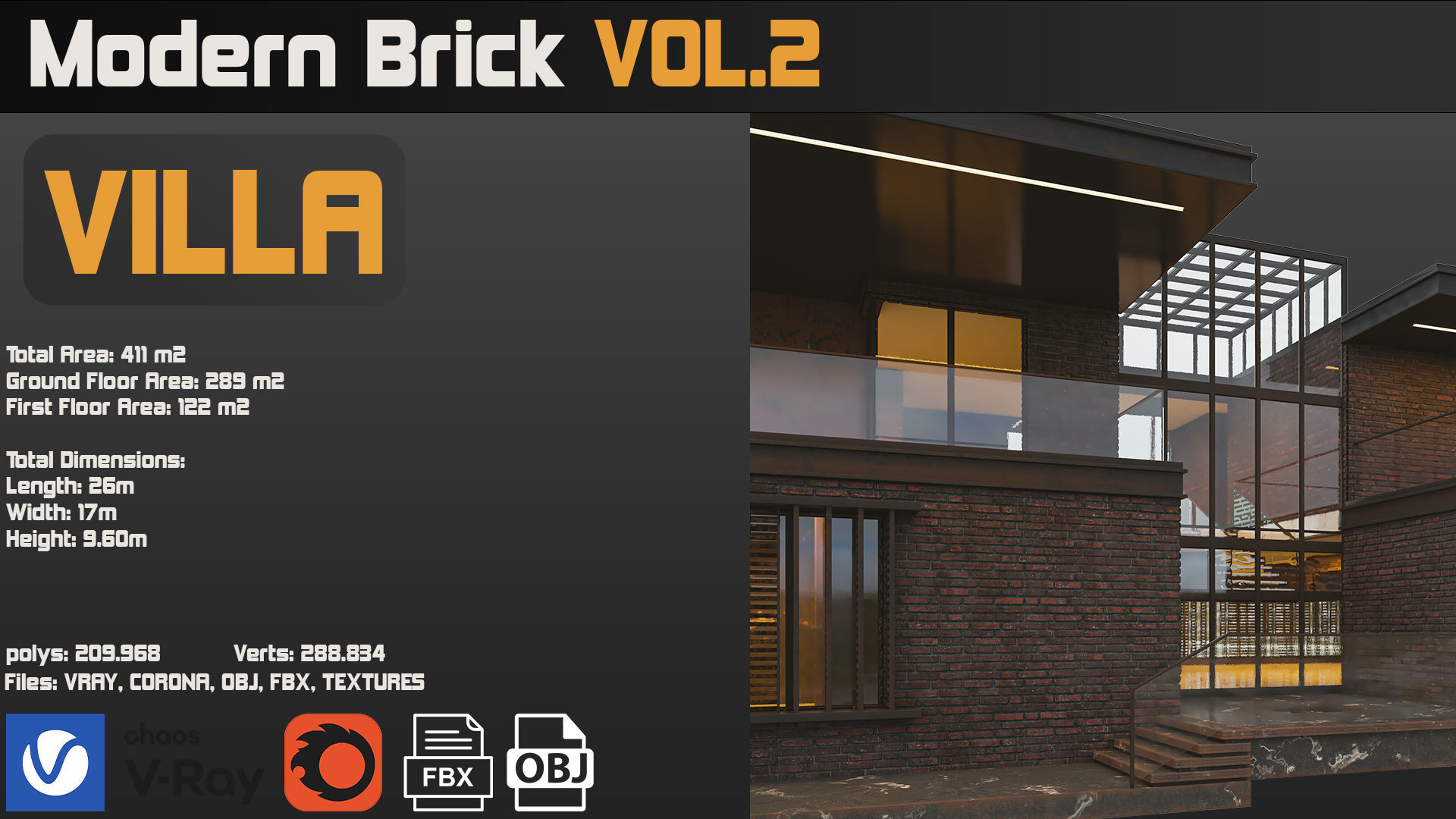 Modern Brick Villa VOL02 3D model_27