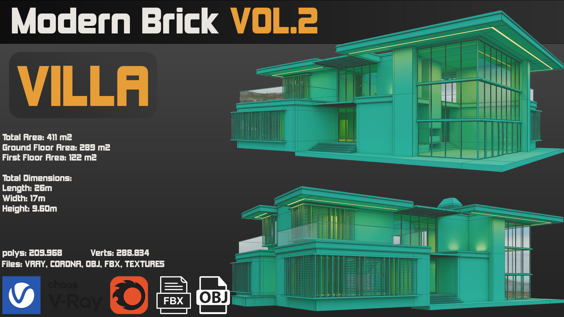 Modern Brick Villa VOL02 3D model_28