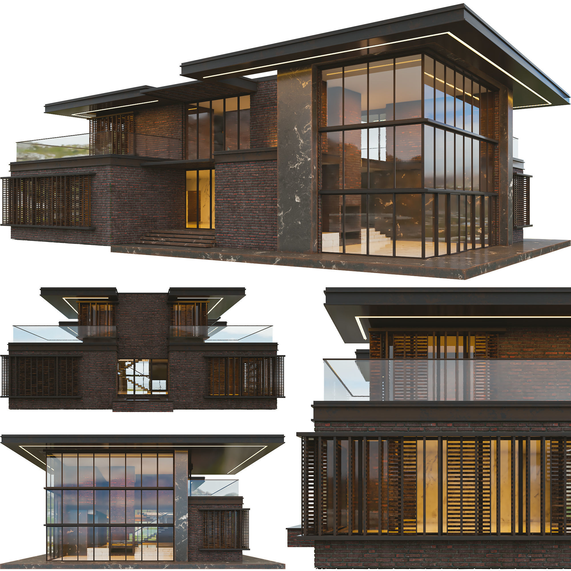 Modern Brick Villa VOL02 3D model_16