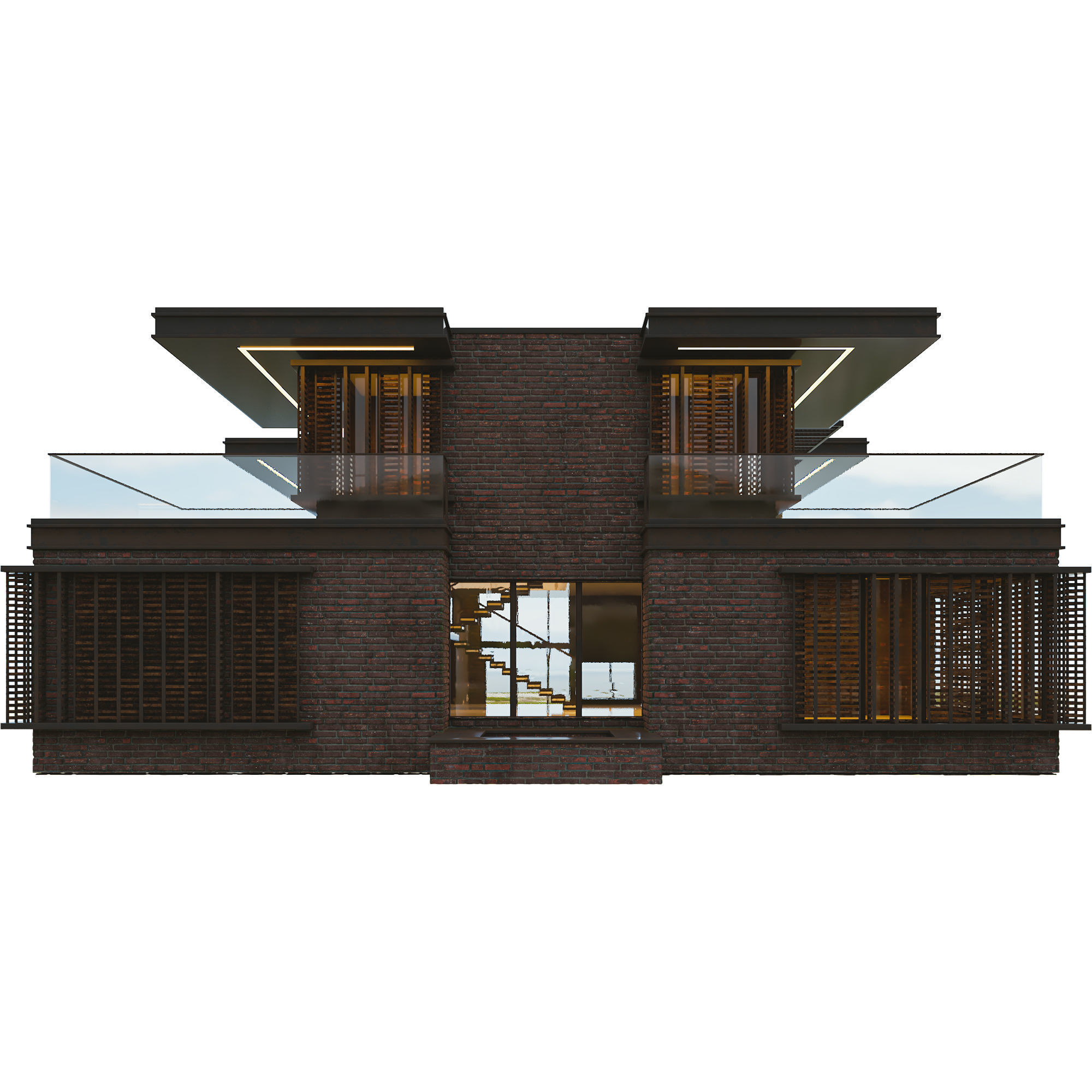 Modern Brick Villa VOL02 3D model_10