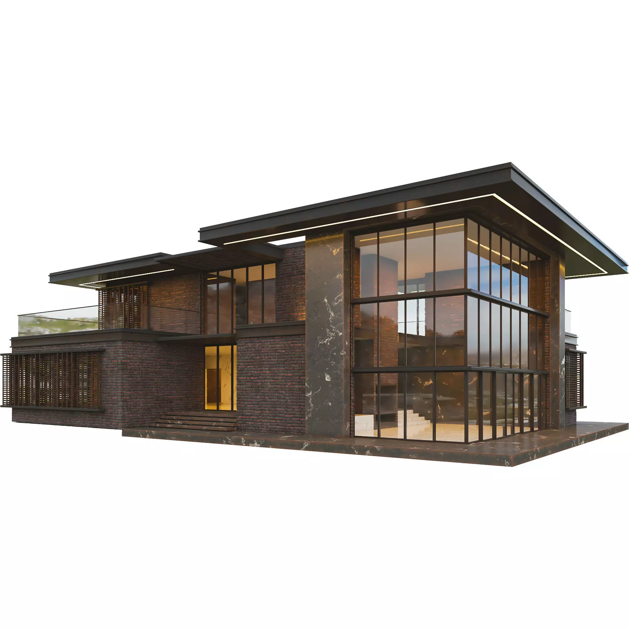 Modern Brick Villa VOL02 3D model_0