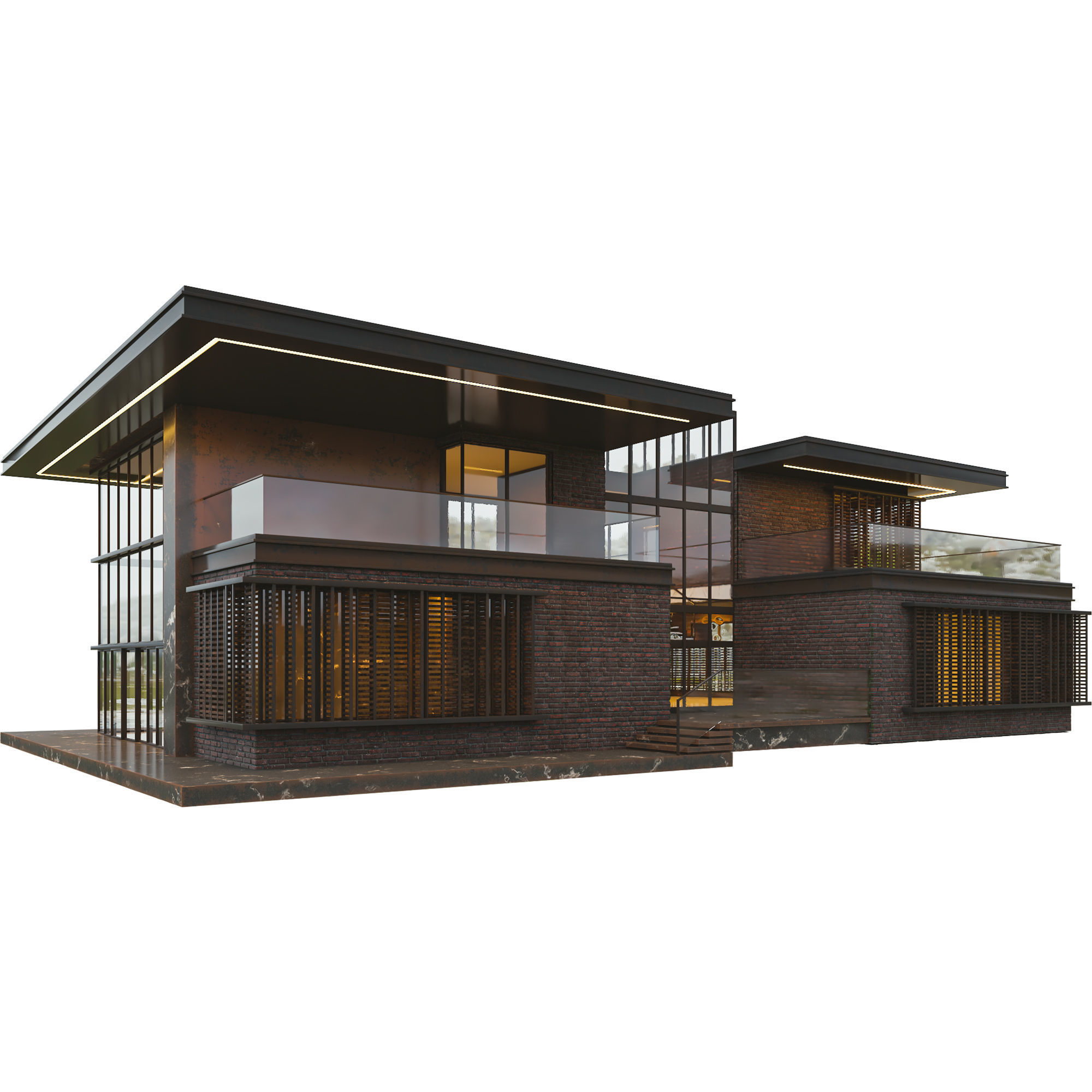Modern Brick Villa VOL02 3D model_9