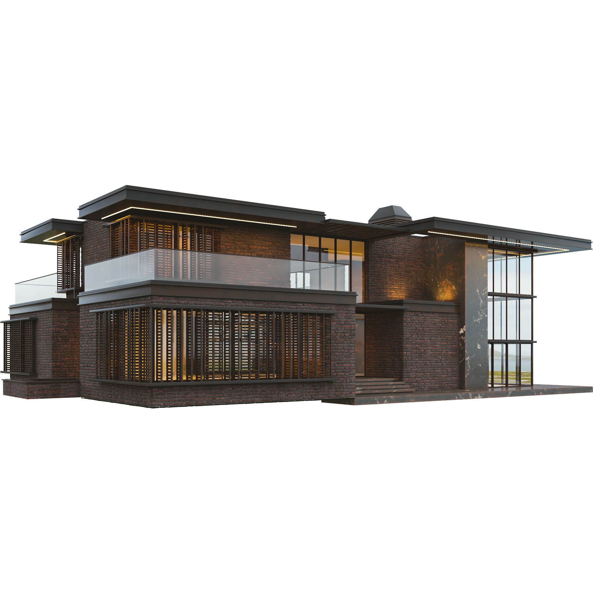 Modern Brick Villa VOL02 3D model_11