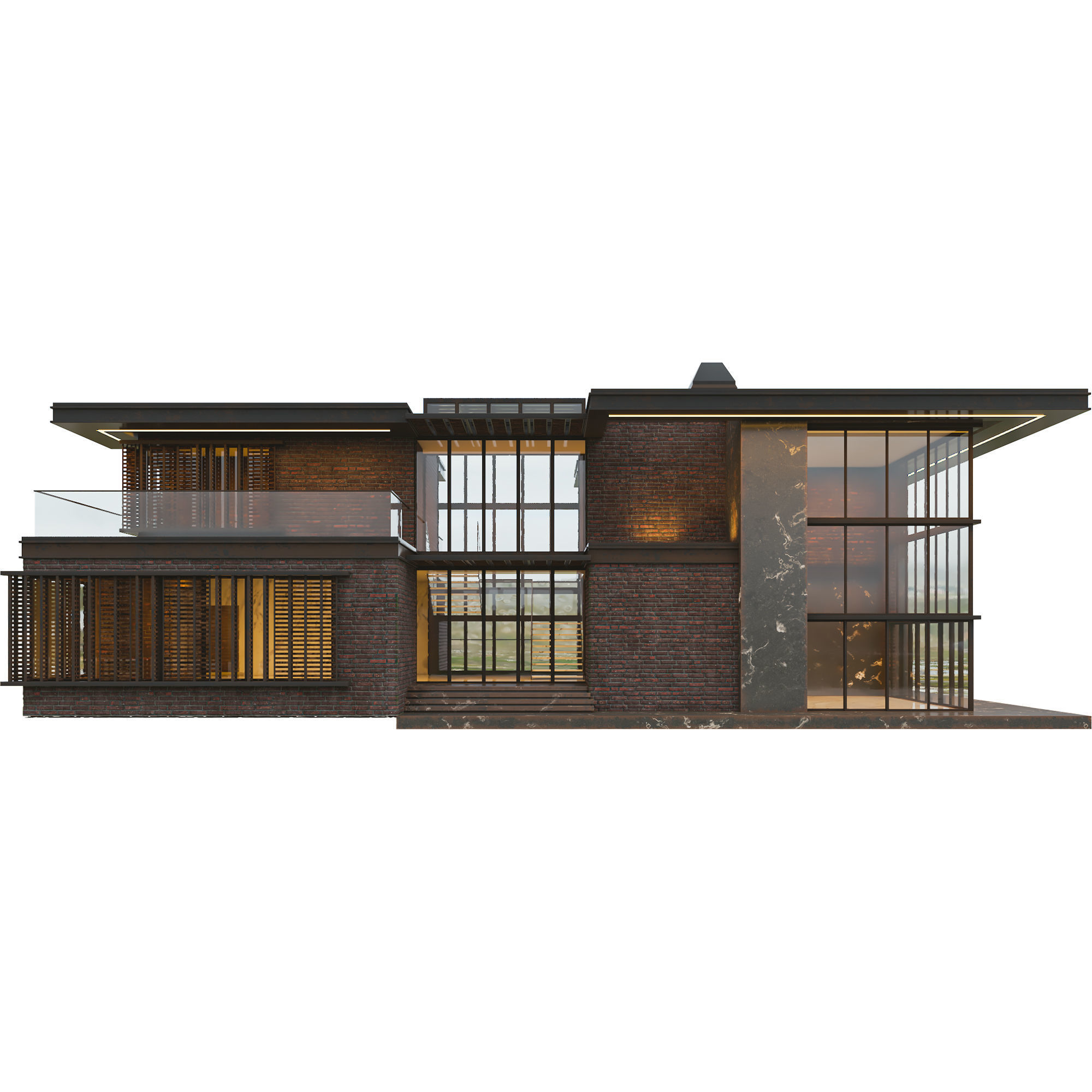 Modern Brick Villa VOL02 3D model_14