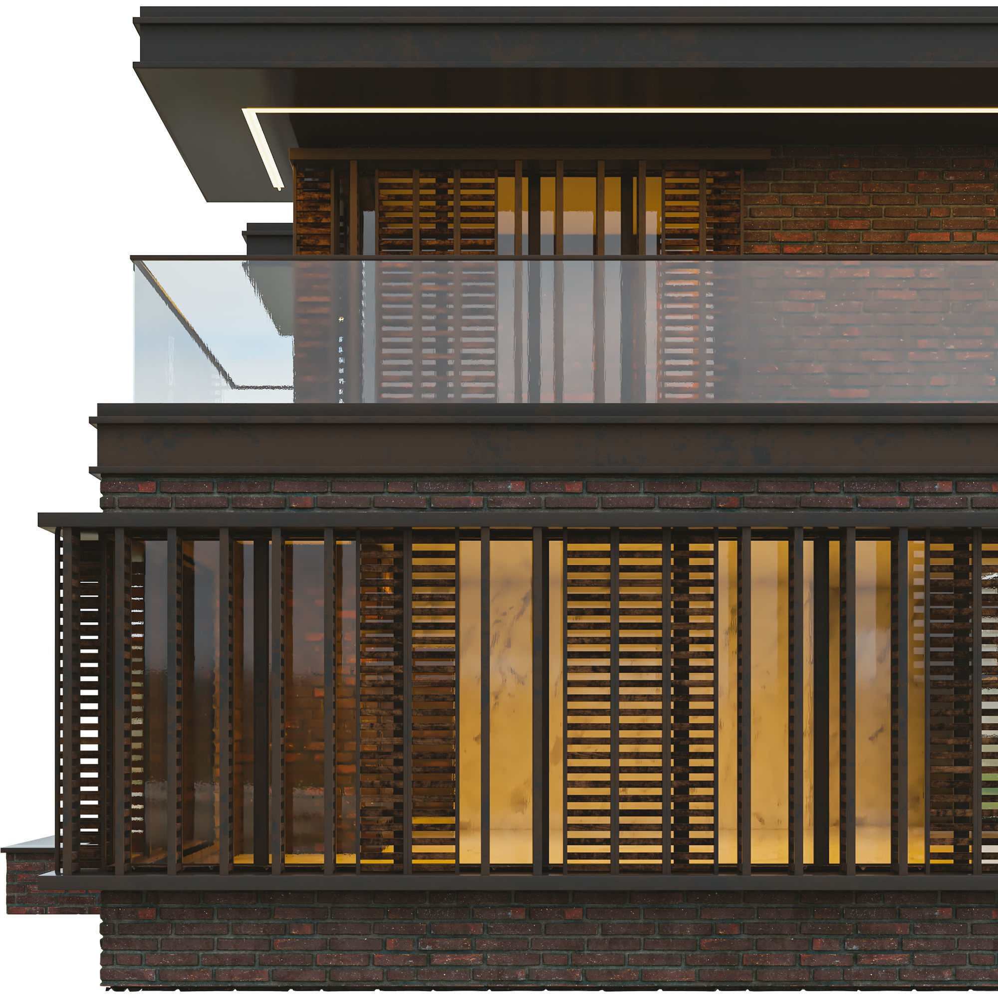 Modern Brick Villa VOL02 3D model_15