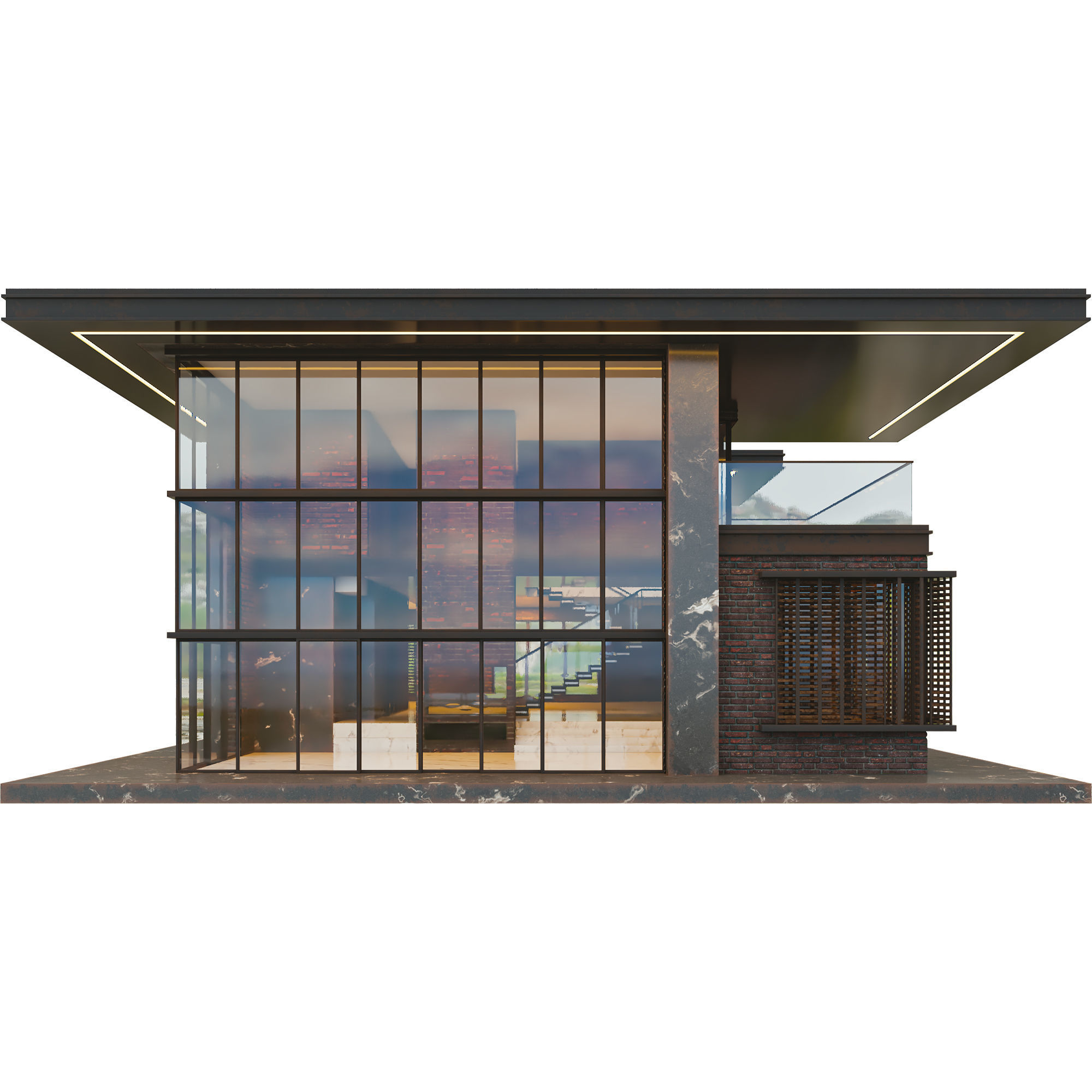 Modern Brick Villa VOL02 3D model_13